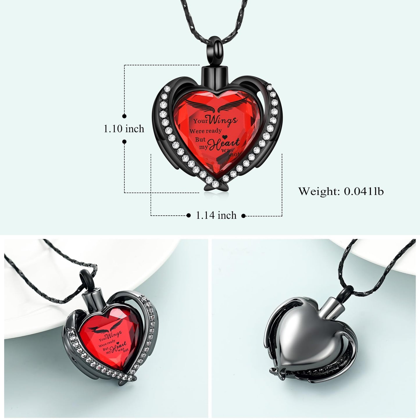 Imrsanl Cremation Jewelry for Ashes Pendant - Crystal Heart Urn Necklace with Mini Keepsake Urn Memorial Ash Jewelry