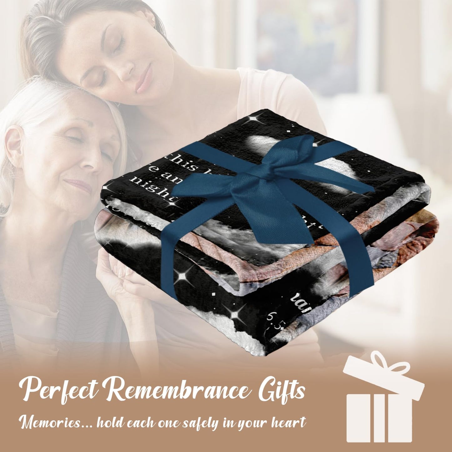 Vsmoedb Custom Memorial Blanket with Pictures, Sympathy Blanket for Loss of Loved One, Memorial Blankets for Loss of Mom Dad, Memory Blankets Memorial Gifts for Loss of Loved One Made in USA