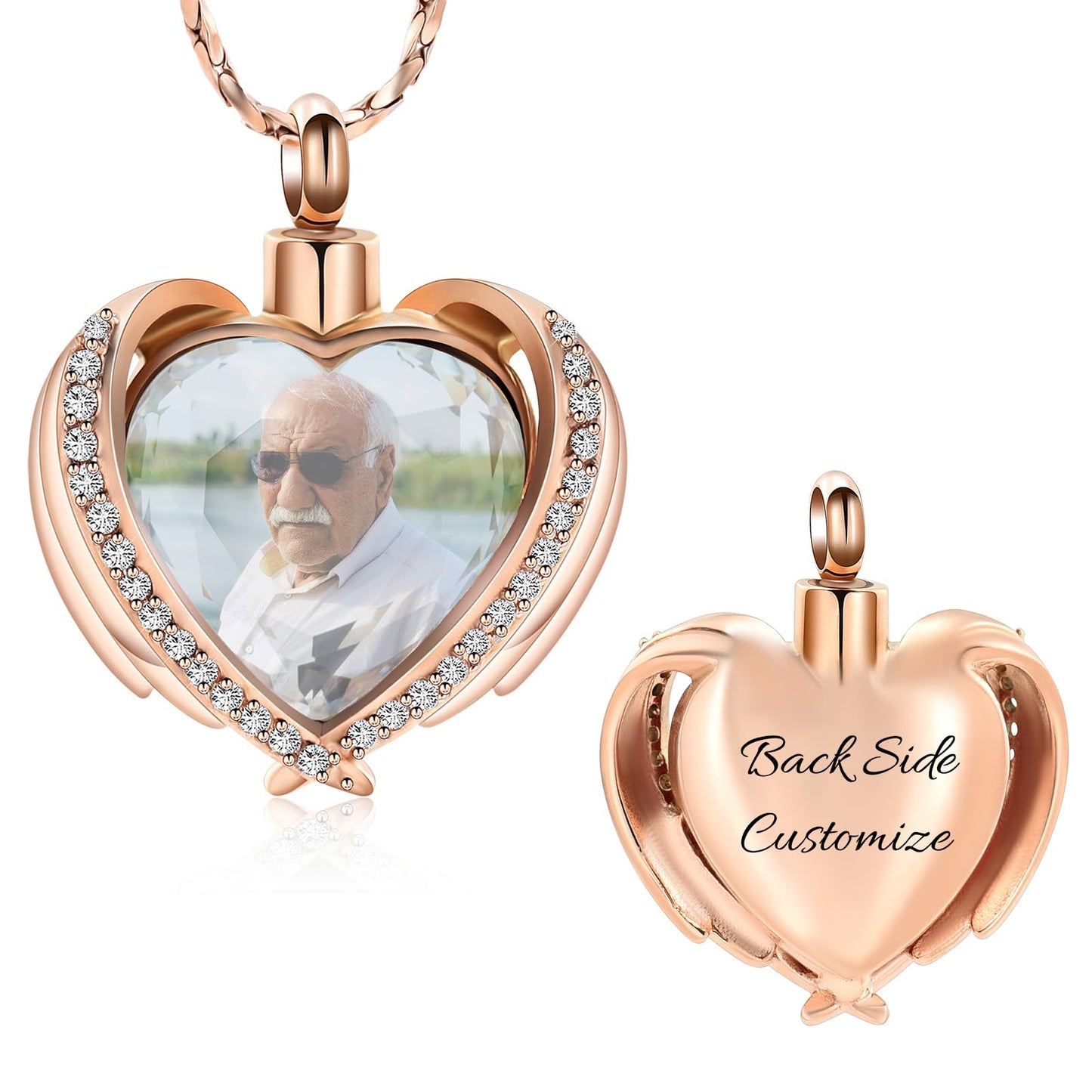 Imrsanl Cremation Jewelry for Ashes Pendant - Crystal Heart Urn Necklace with Mini Keepsake Urn Memorial Ash Jewelry