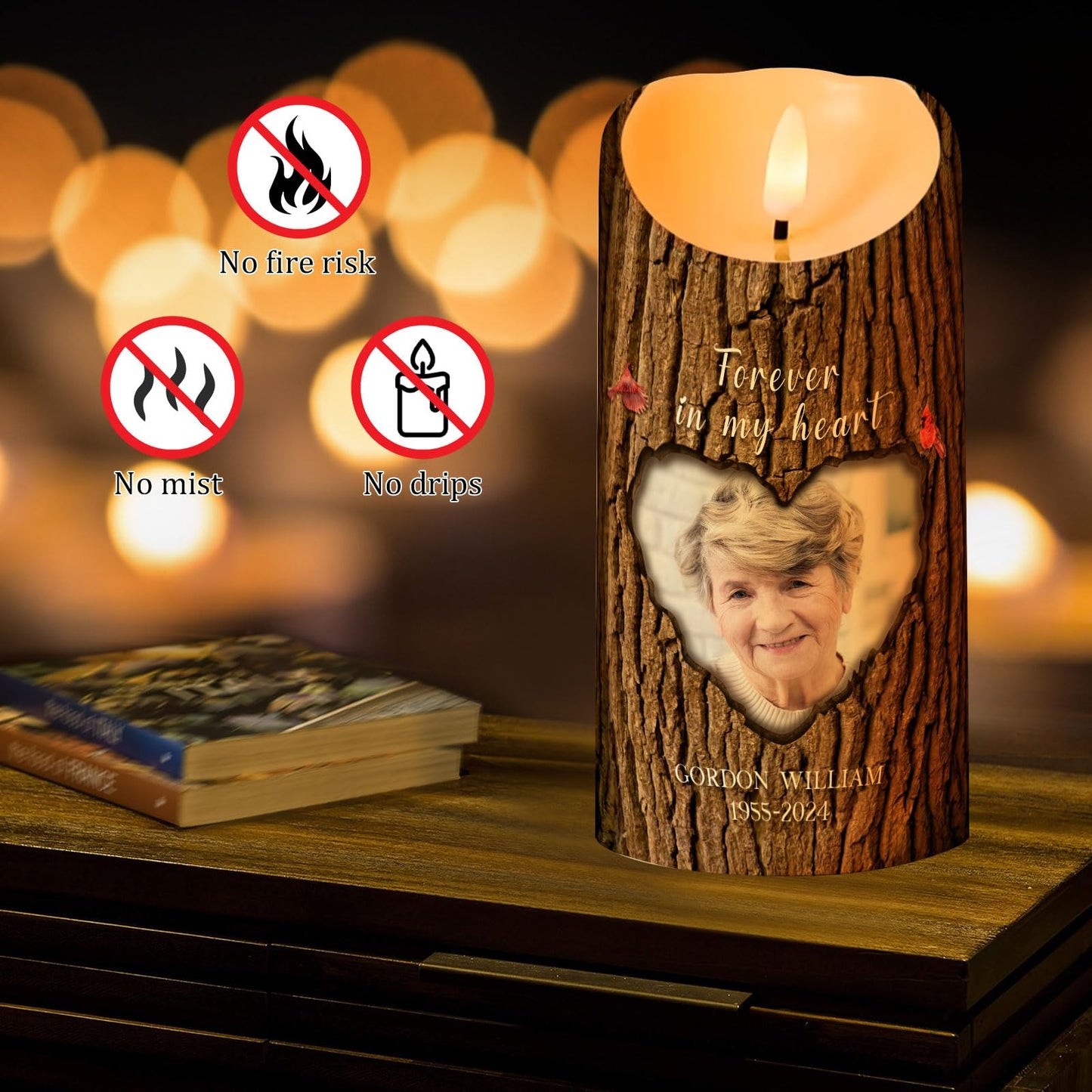 Personalized Photo 3D LED Candles Bereavement Gift Idea Custom Flameless Candles for Loss of Loved One Dad Mom Husband Wife Friend