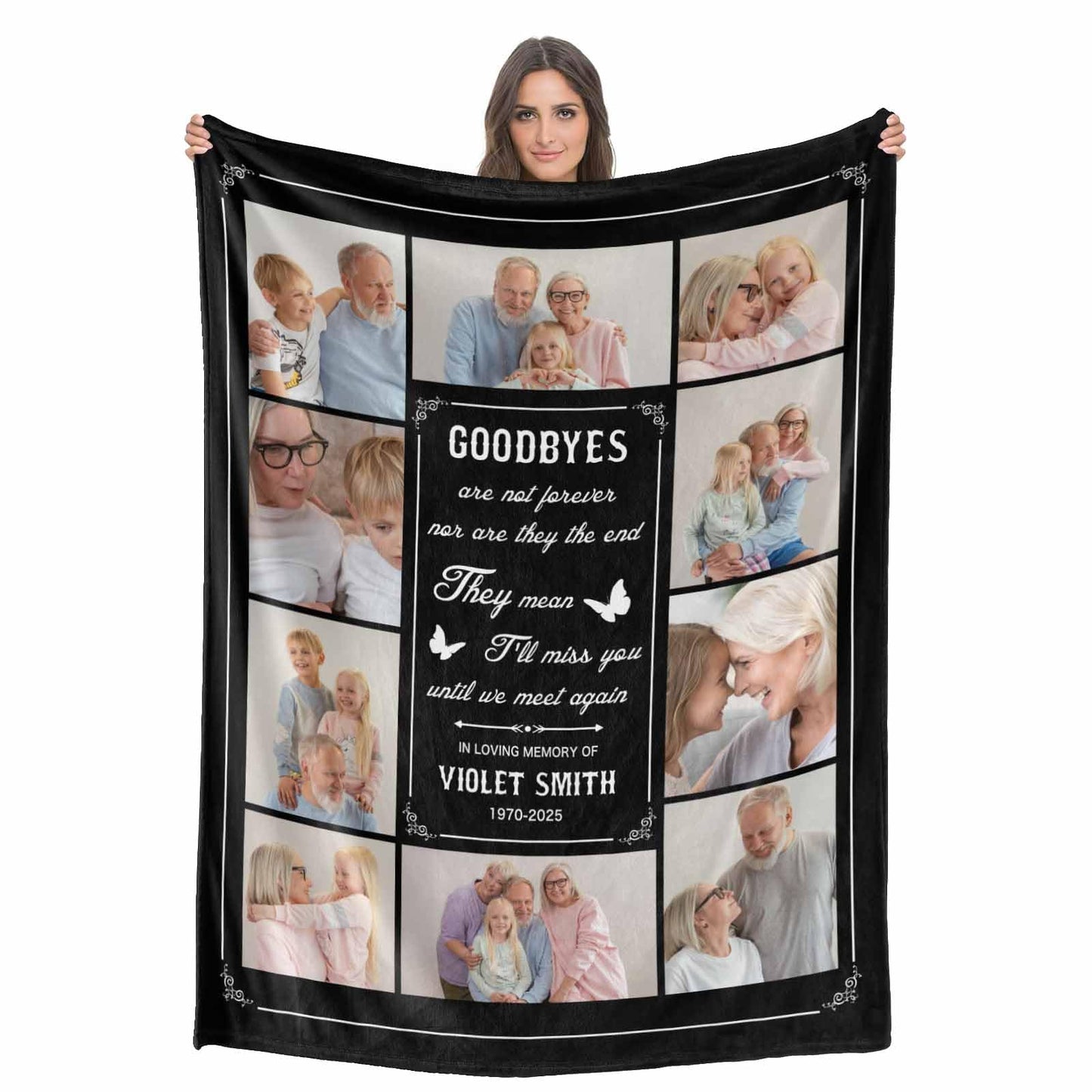 Custom Memorial Blanket with Photos for Loss of Loved One, Loving Memory Personalized Sympathy Blanket for Loss of Dad Mom Husband Wife Friend in Memory of Loved One Gifts, Made in USA