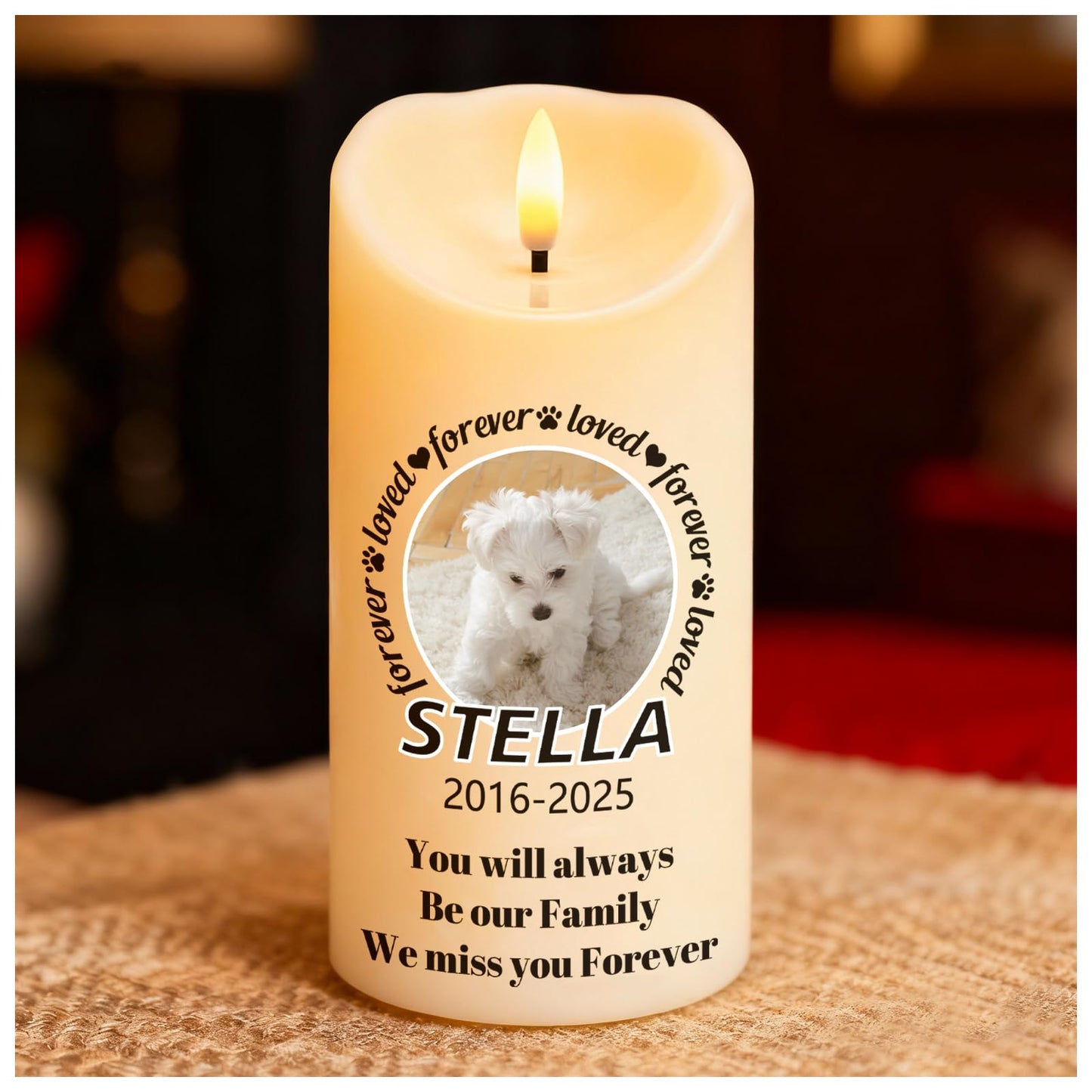 Personalized Memorial Candles for Loss of Loved One, Custom Memorial Flamless LED Candle with Photo Name, Sympathy Gifts for Loss of Mom Dad Deceased