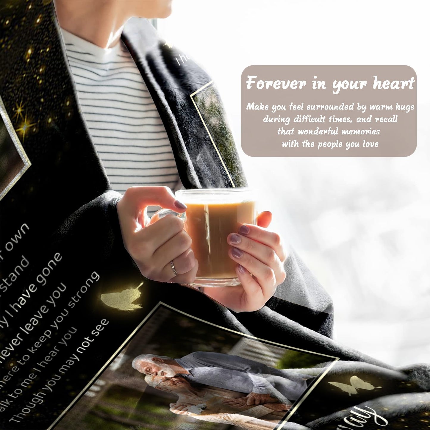 Vsmoedb Custom Memorial Blanket with Pictures, Sympathy Blanket for Loss of Loved One, Memorial Blankets for Loss of Mom Dad, Memory Blankets Memorial Gifts for Loss of Loved One Made in USA