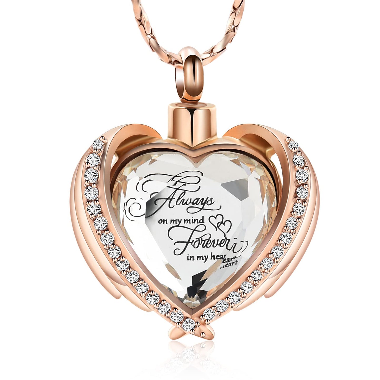 Imrsanl Cremation Jewelry for Ashes Pendant - Crystal Heart Urn Necklace with Mini Keepsake Urn Memorial Ash Jewelry