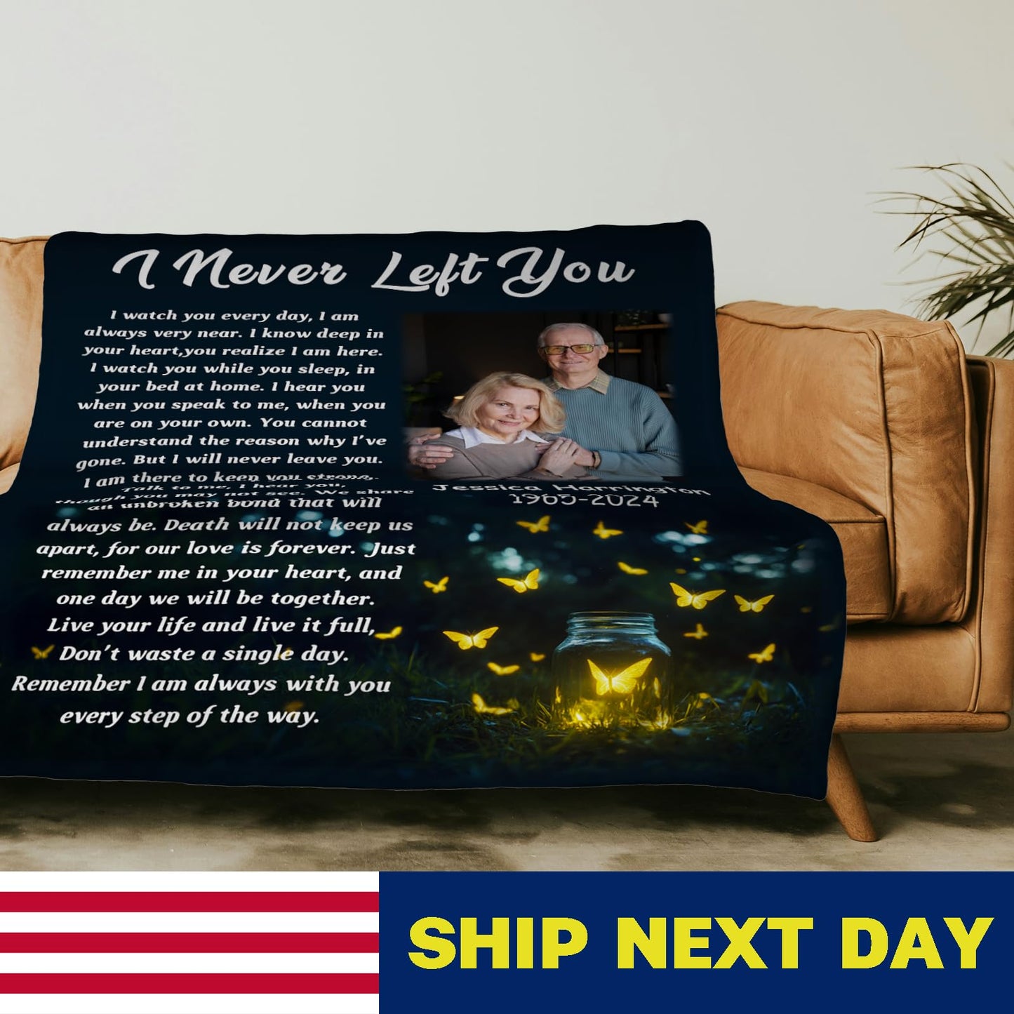 Custom Memorial Blanket with Photo for Loss of Loved One, Memorial Gifts for Loss of Mom Dad, Personalized Sympathy Bereavement Remembrance Grieving Gifts for Loss of Daughter Son