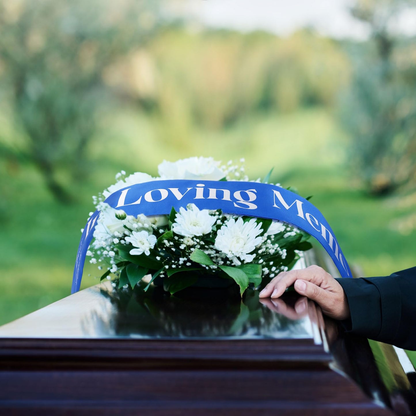 Funeral Sash Memorial Wreath Sash Funeral Ribbon Celebration of Life Ribbon for Casket or Wreath Flowers Memorial Service Honor The Loved Ones Memory 58x4''(White,Forever in Our Hearts)