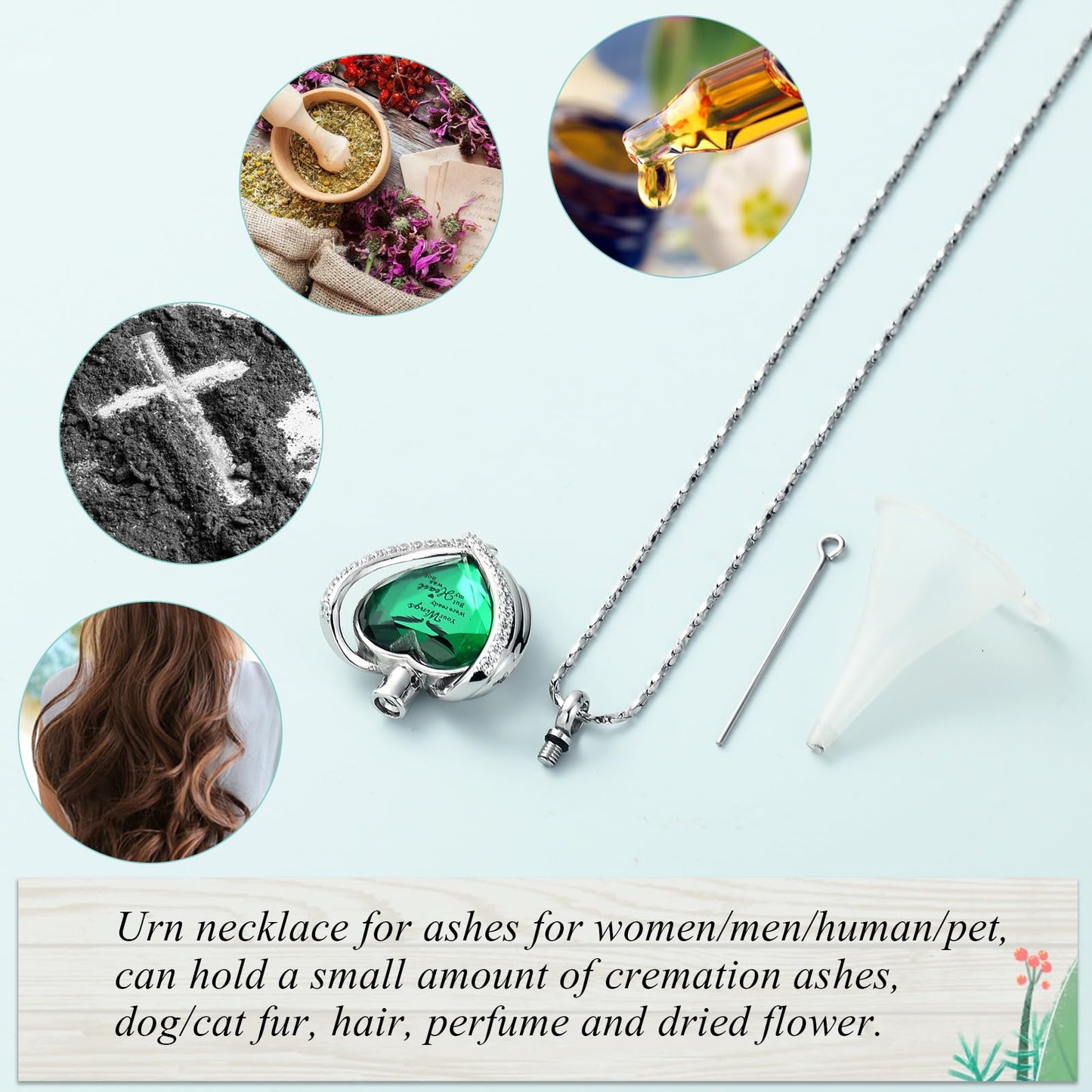 Imrsanl Cremation Jewelry for Ashes Pendant - Crystal Heart Urn Necklace with Mini Keepsake Urn Memorial Ash Jewelry