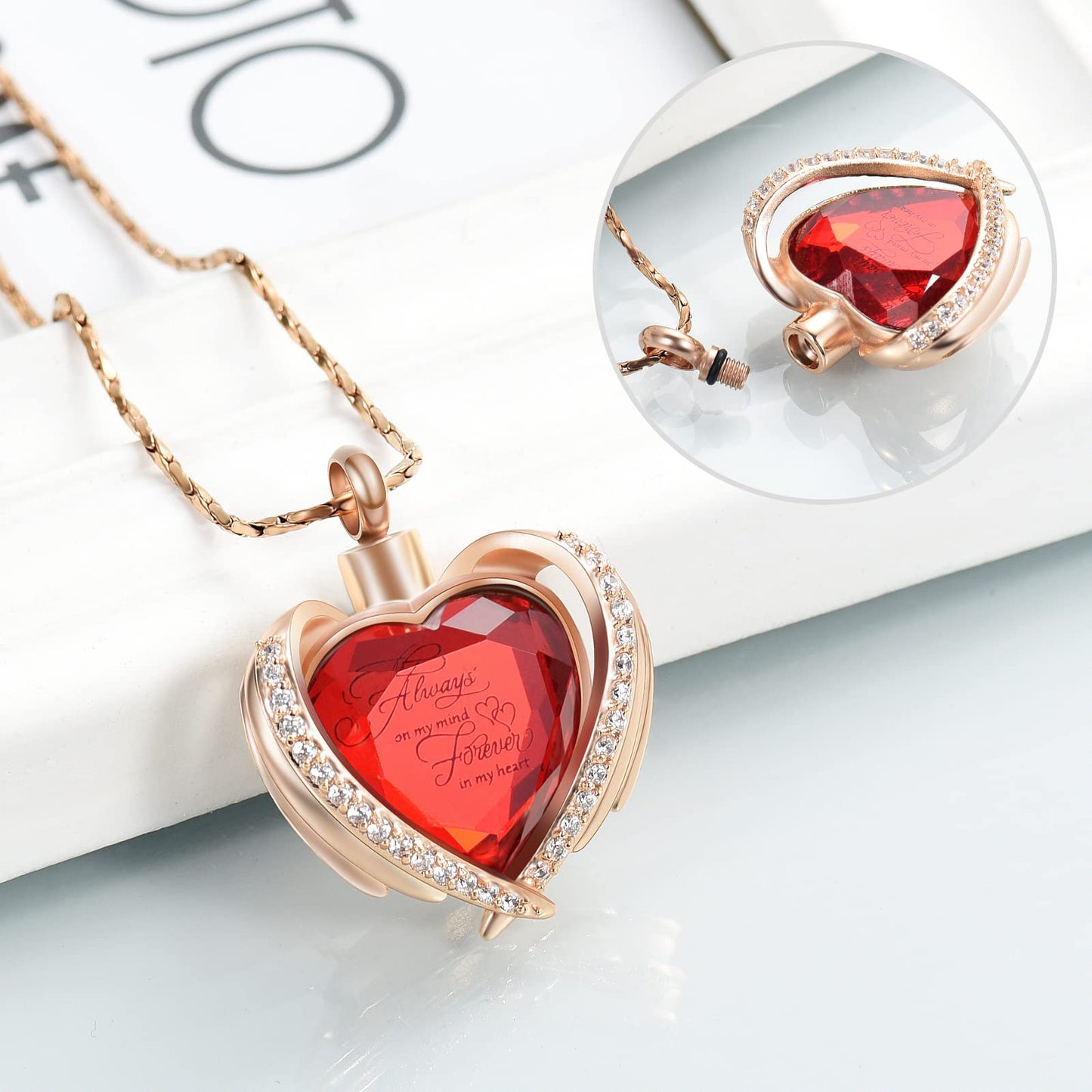 Imrsanl Cremation Jewelry for Ashes Pendant - Crystal Heart Urn Necklace with Mini Keepsake Urn Memorial Ash Jewelry