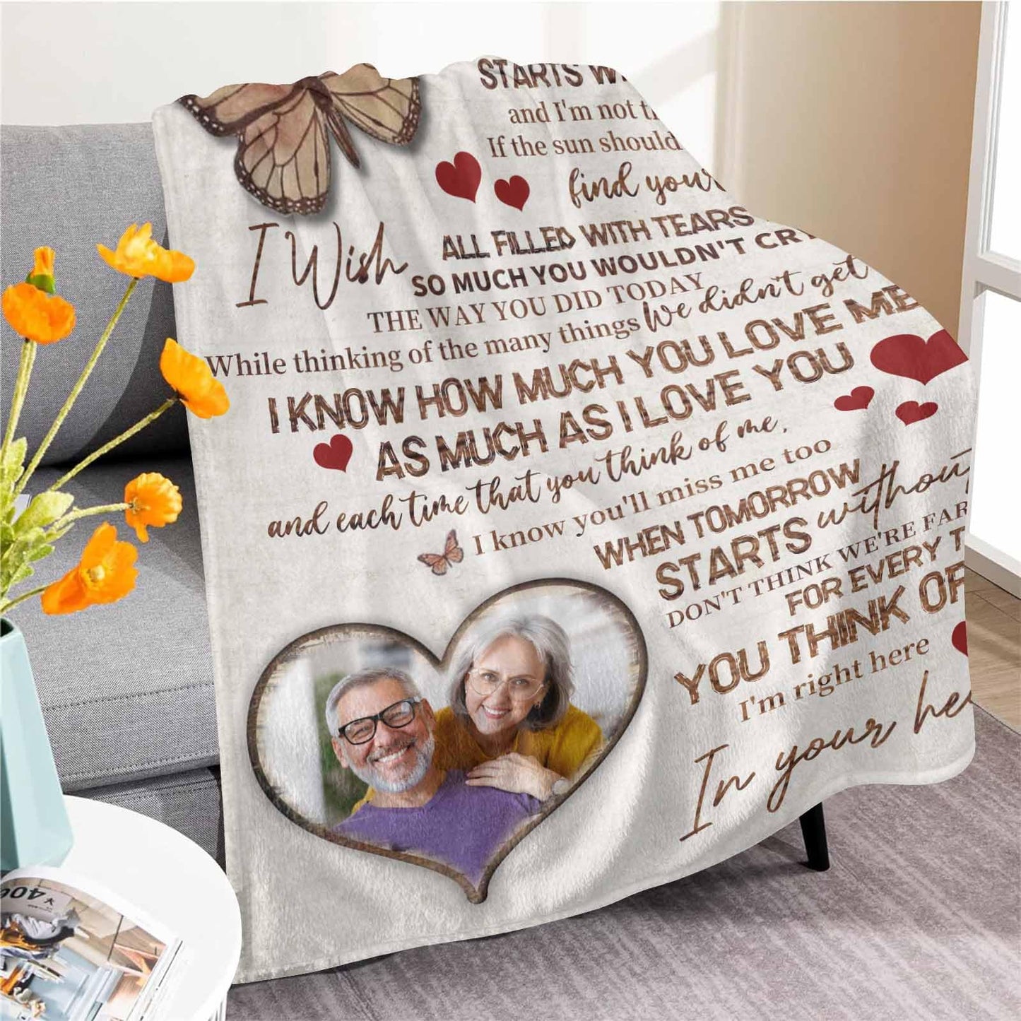 Custom Memorial Blanket with Photos for Loss of Loved One, Loving Memory Personalized Sympathy Blanket for Loss of Dad Mom Husband Wife Friend in Memory of Loved One Gifts, Made in USA