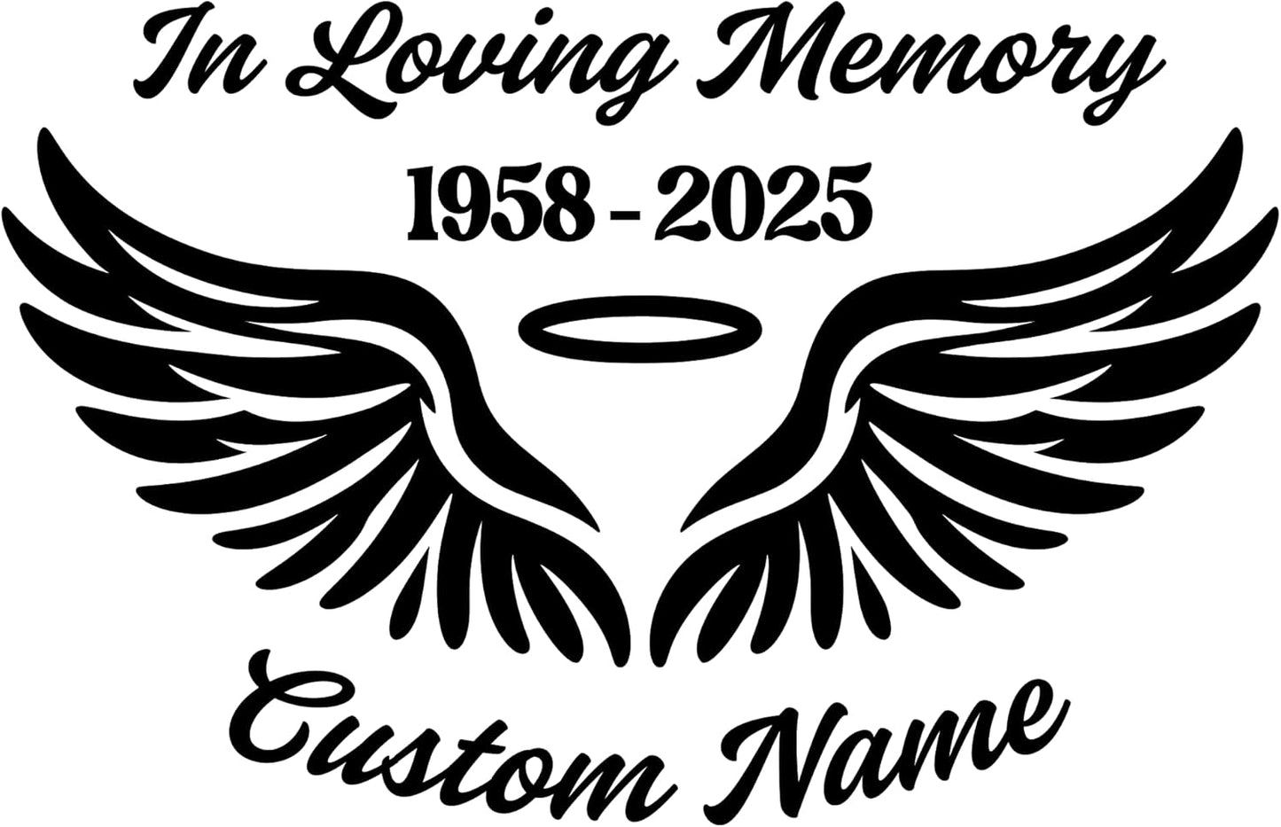 Loving Memory Angel Wings Car Decal | Customizable Memorial Vinyl Sticker | 9 Color Options | Easy Application Instructions