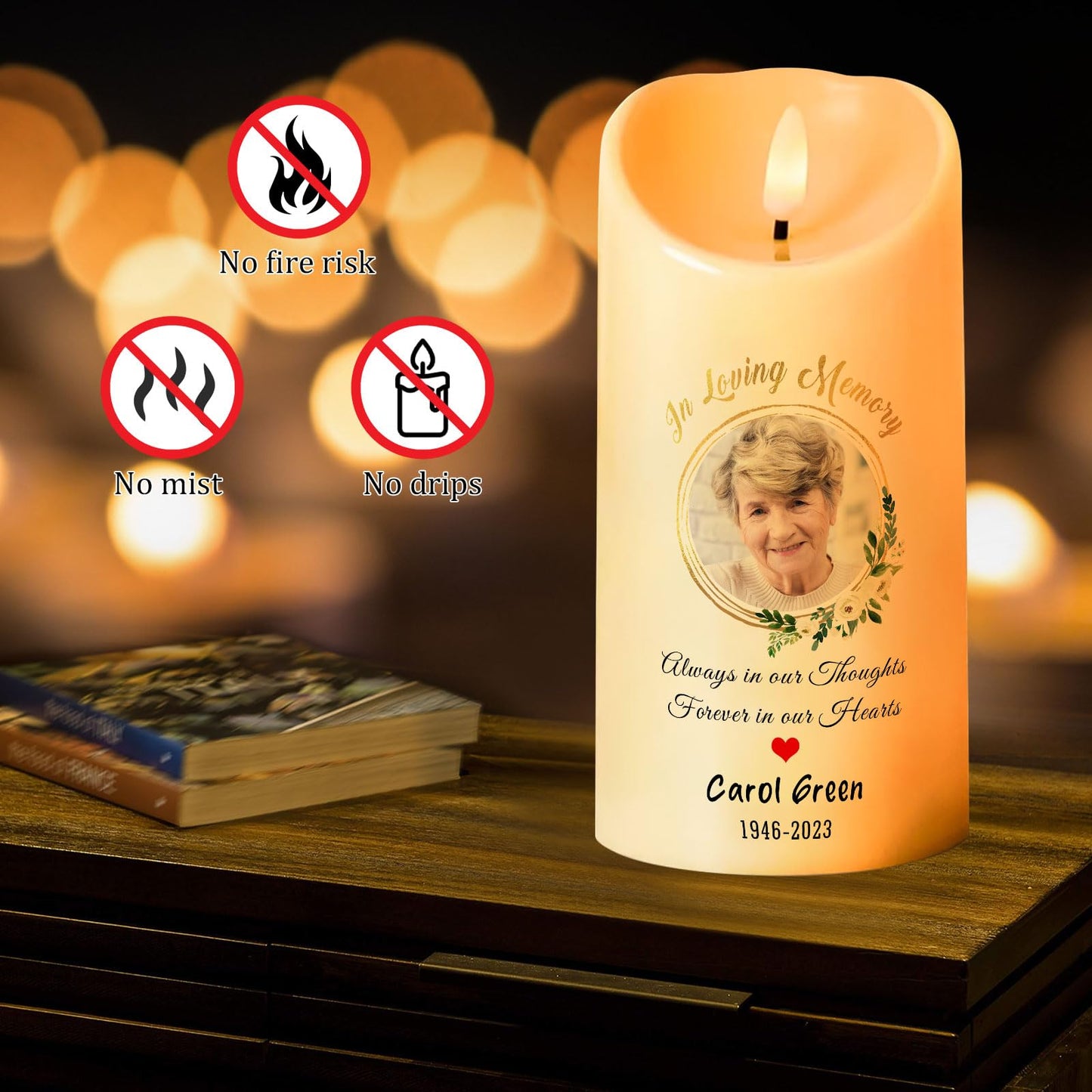 Personalized Photo 3D LED Candles Bereavement Gift Idea Custom Flameless Candles for Loss of Loved One Dad Mom Husband Wife Friend