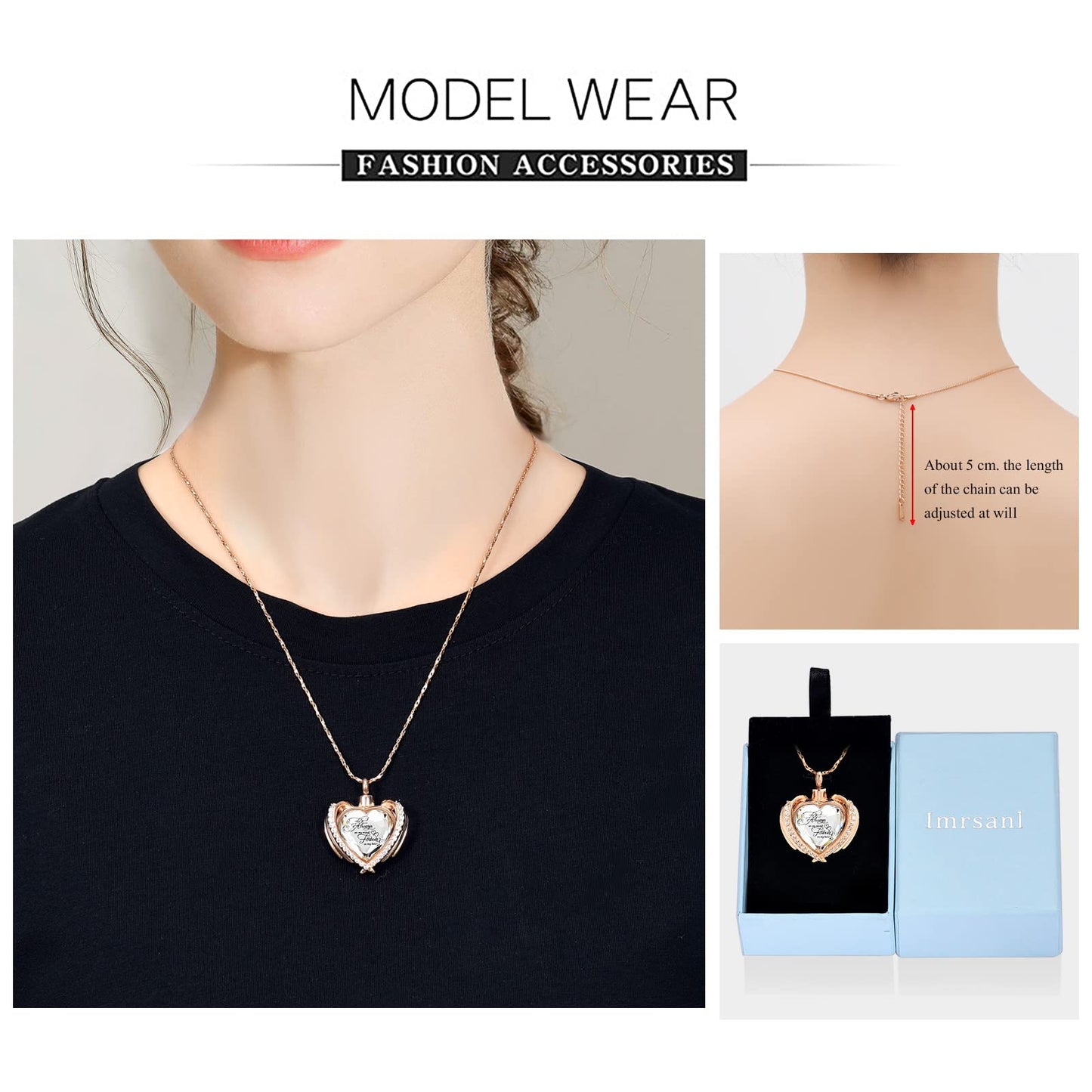 Imrsanl Cremation Jewelry for Ashes Pendant - Crystal Heart Urn Necklace with Mini Keepsake Urn Memorial Ash Jewelry