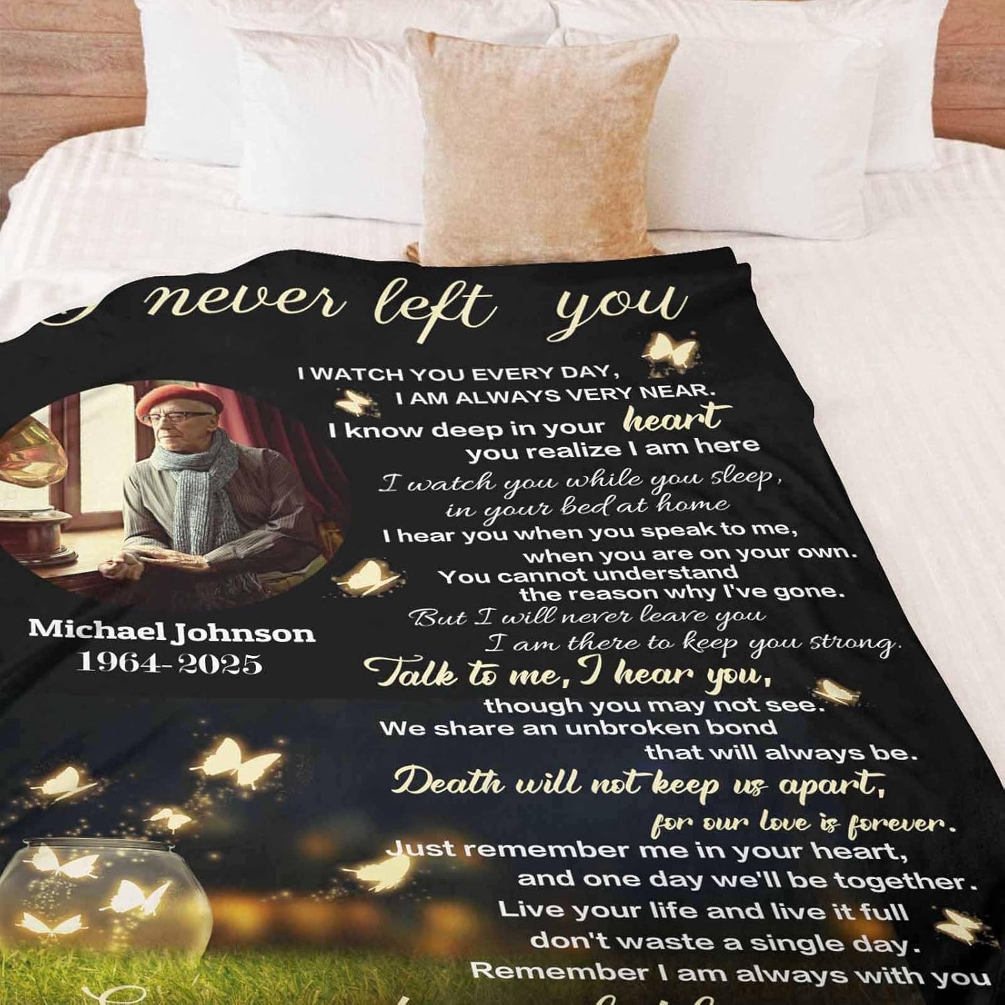Custom Memorial Blanket with Photos for Loss of Mom Dad Son Daughter, Customized Memory Gift of Departed Loved Ones Gifts, Made in USA
