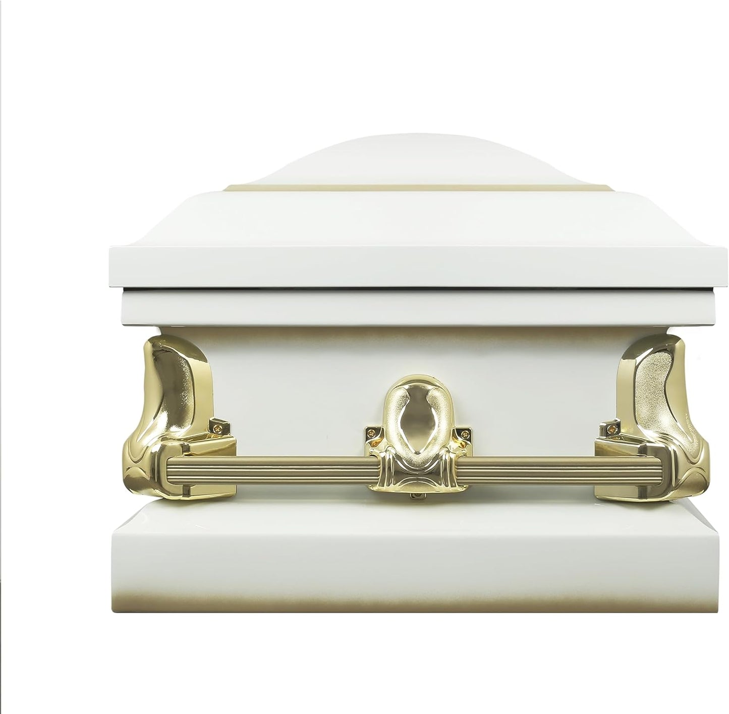 Overnight Caskets Spartan Collection Funeral Casket White with White Interior - 20 Gauge Steel - Fully Appointed Adult Casket - Coffin Featuring a Crepe Interior Lining with Pillow and Throw Set