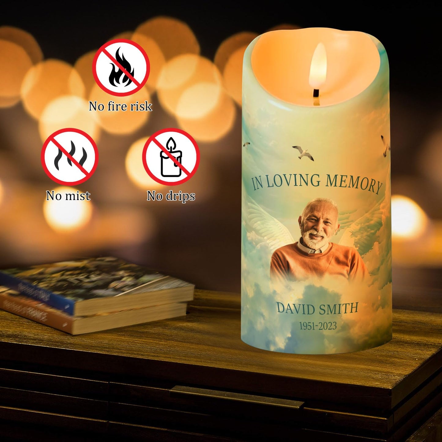 Personalized Photo 3D LED Candles Bereavement Gift Idea Custom Flameless Candles for Loss of Loved One Dad Mom Husband Wife Friend