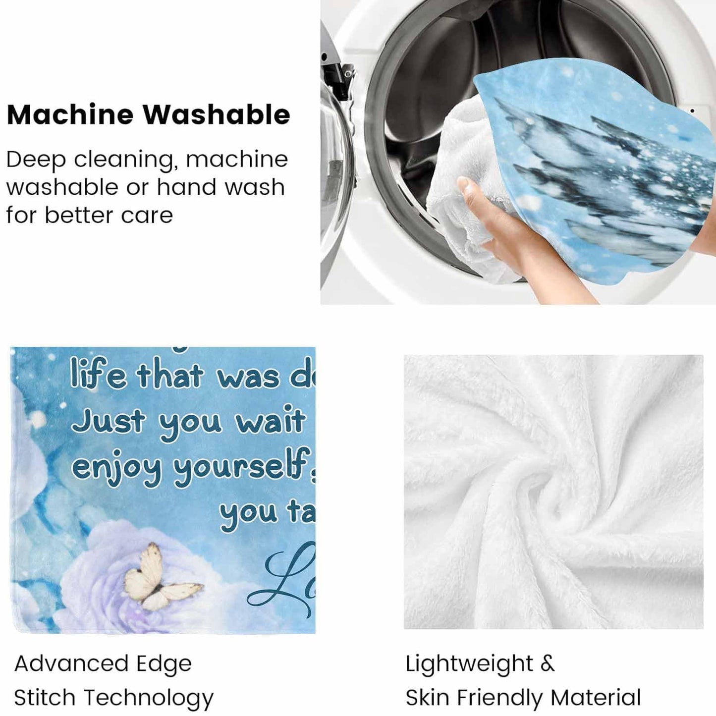 Custom Memorial Blanket with Photos for Loss of Loved One, Loving Memory Personalized Sympathy Blanket for Loss of Dad Mom Husband Wife Friend in Memory of Loved One Gifts, Made in USA