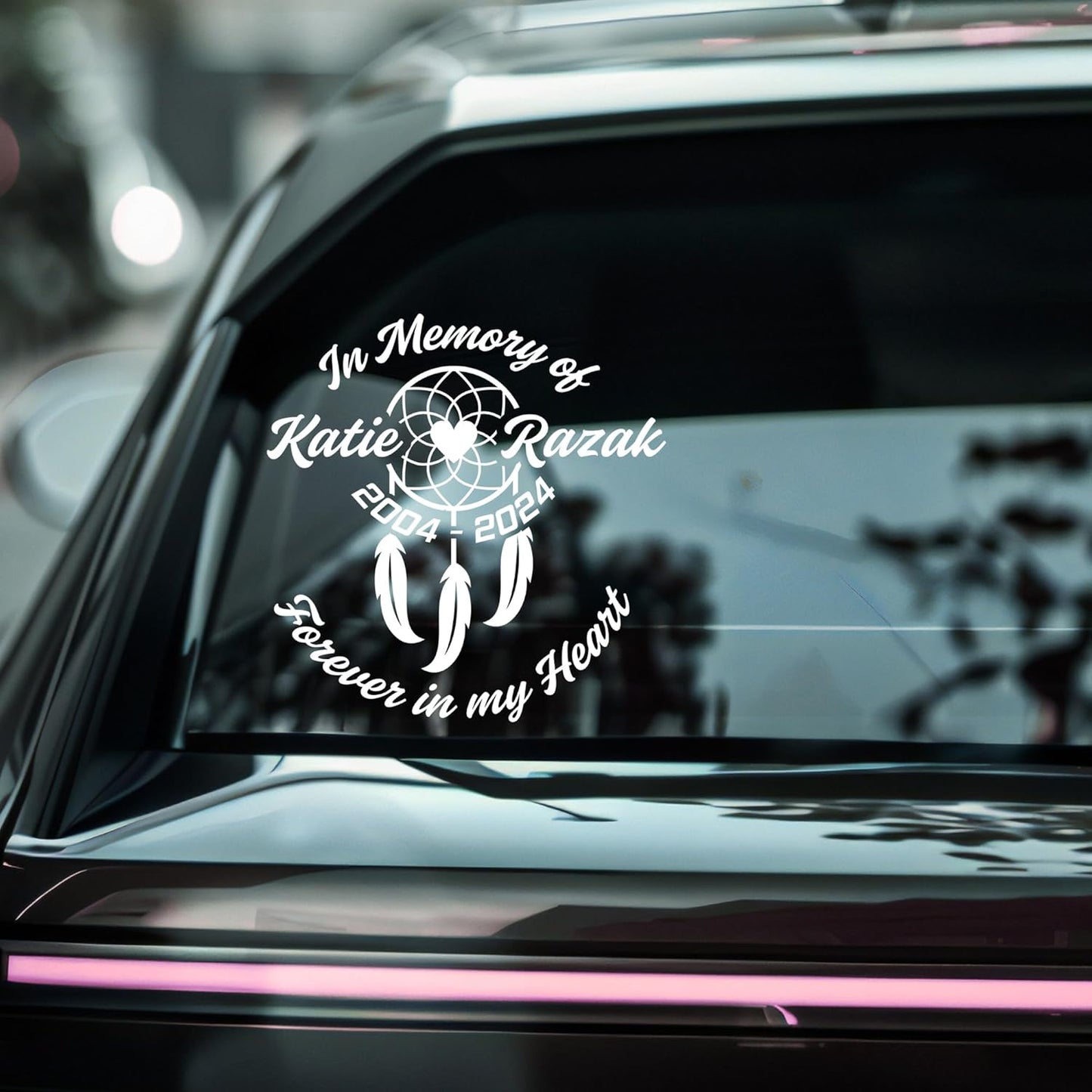 Custom Memorial Dreamcatcher Car Decal | in Memory of Vinyl Sticker | Forever in My Heart Design | Available in 5 Colors
