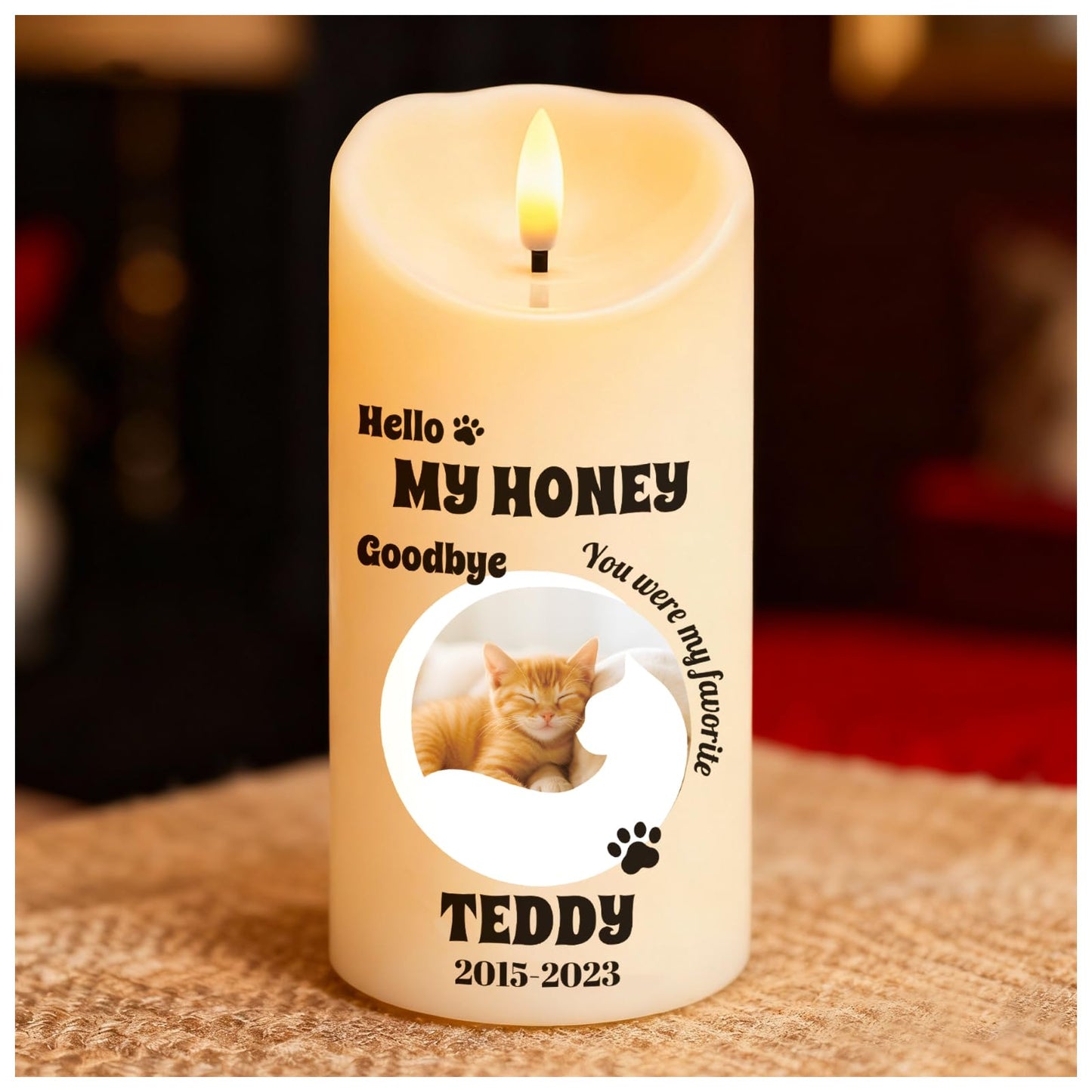 Personalized Memorial Candles for Loss of Loved One, Custom Memorial Flamless LED Candle with Photo Name, Sympathy Gifts for Loss of Mom Dad Deceased