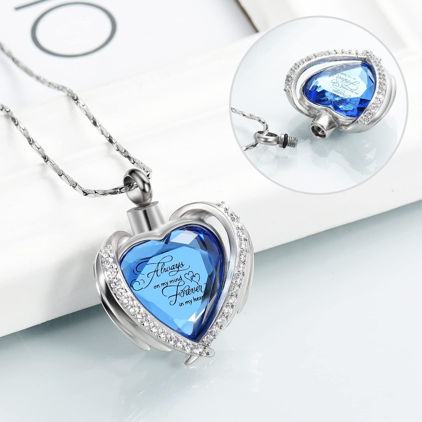 Imrsanl Cremation Jewelry for Ashes Pendant - Crystal Heart Urn Necklace with Mini Keepsake Urn Memorial Ash Jewelry