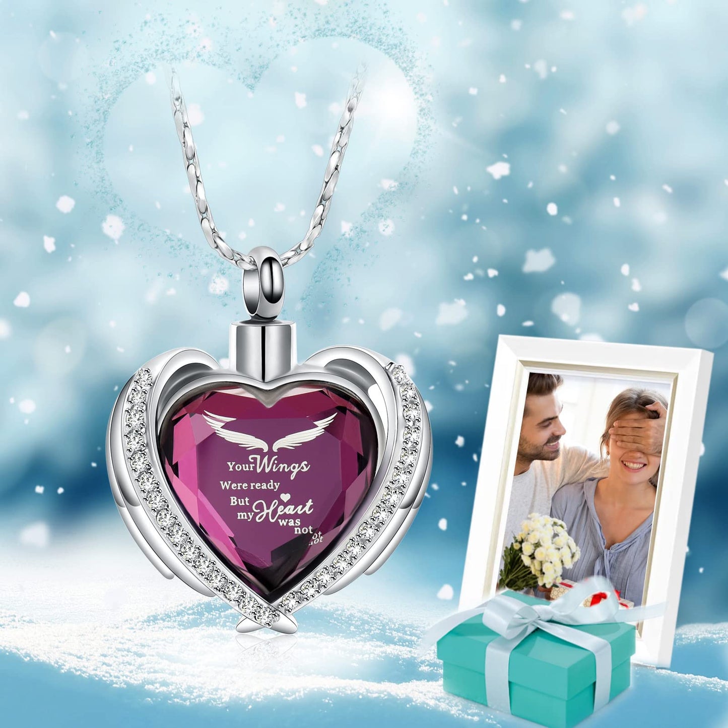 Imrsanl Cremation Jewelry for Ashes Pendant - Crystal Heart Urn Necklace with Mini Keepsake Urn Memorial Ash Jewelry