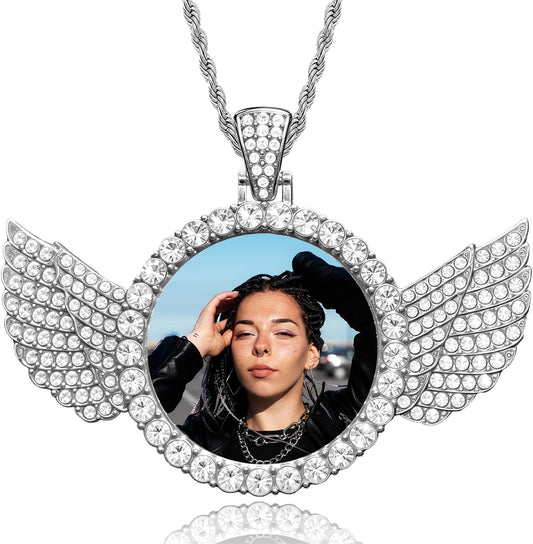 Custom Circle Chain with Picture, Photo Necklace for Men Women, Personalized Picture Pendant, Customized Memorial Gifts for Christmas Birthday Anniversary Family