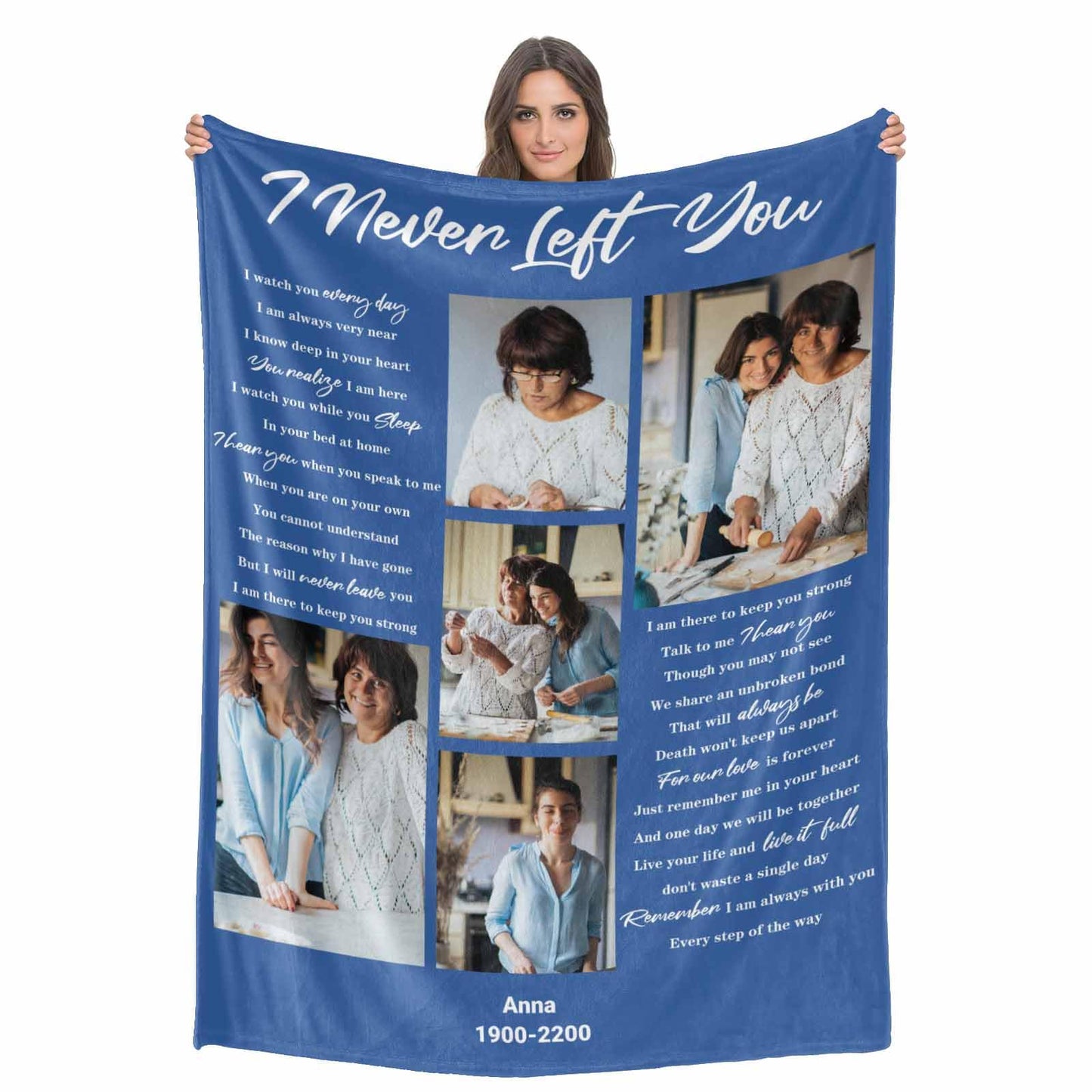 Custom Memorial Blanket with Photos for Loss of Loved One, Loving Memory Personalized Sympathy Blanket for Loss of Dad Mom Husband Wife Friend in Memory of Loved One Gifts, Made in USA