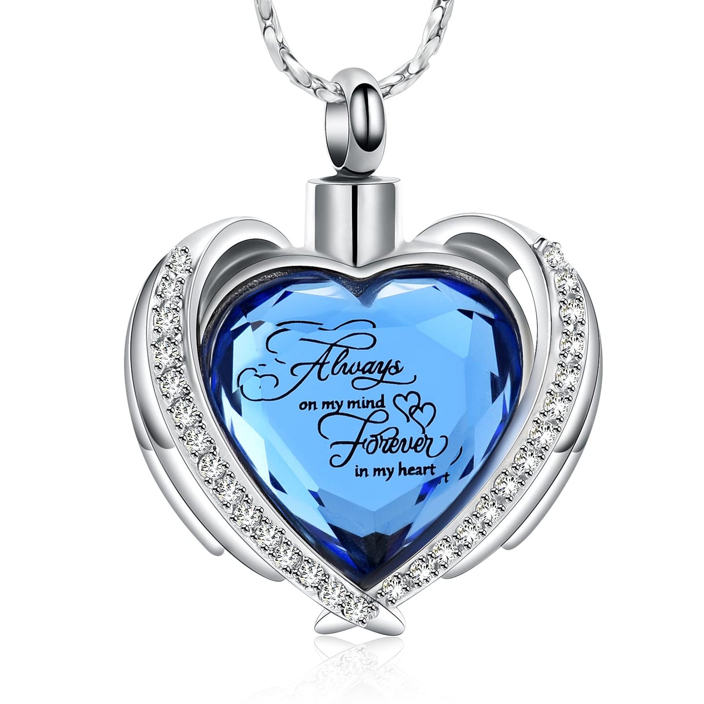 Imrsanl Cremation Jewelry for Ashes Pendant - Crystal Heart Urn Necklace with Mini Keepsake Urn Memorial Ash Jewelry