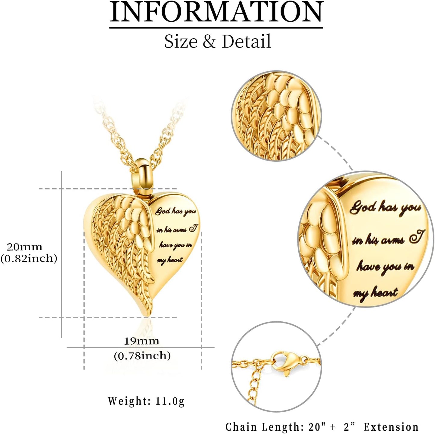 shajwo Cremation Heart Urn Necklace Ashes Jewelry for Women Men Keepsake Pendant Memorial Locket Ash Holder