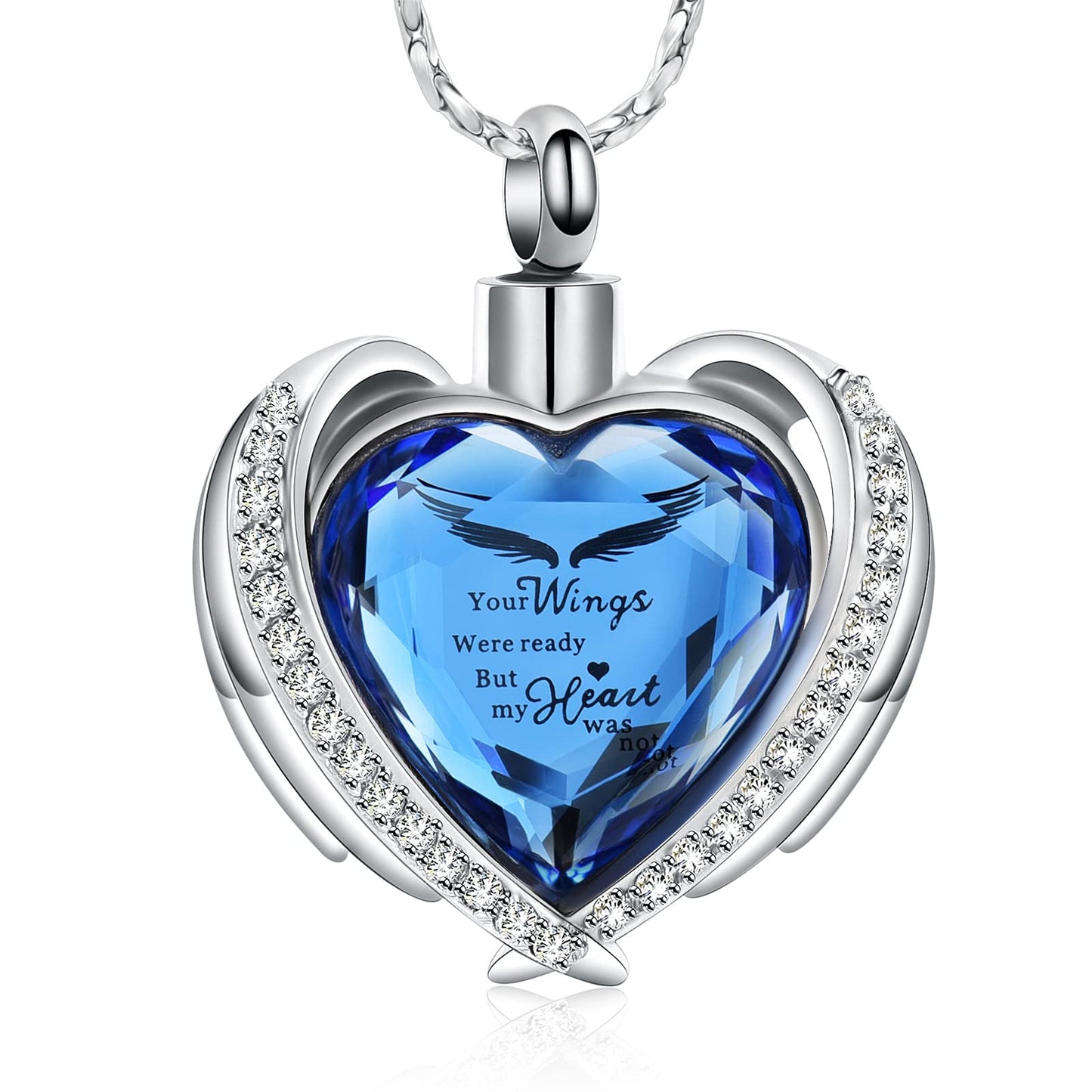 Imrsanl Cremation Jewelry for Ashes Pendant - Crystal Heart Urn Necklace with Mini Keepsake Urn Memorial Ash Jewelry