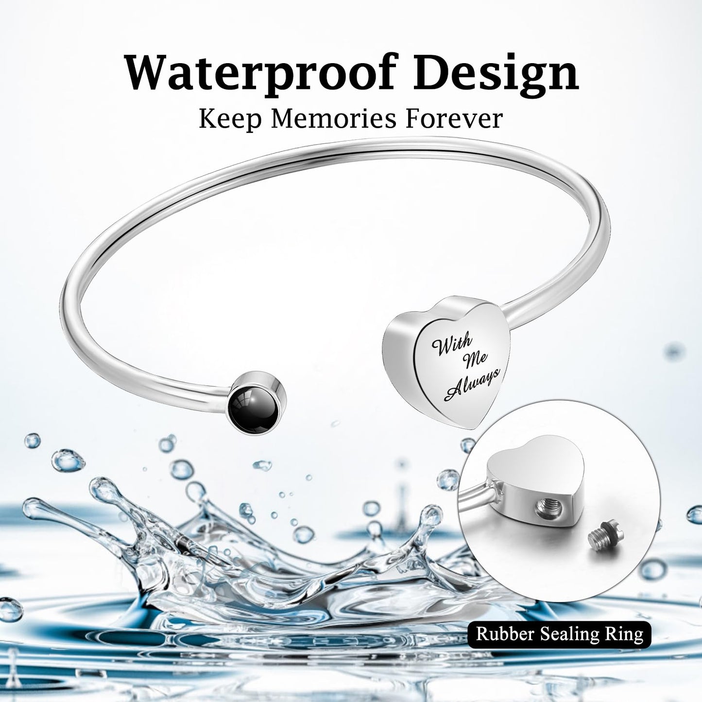XIUDA Urn Bracelet for Human Ashes Butterfly Heart Ash Bracelet for Women Stainless Steel Openable Cuff Bangle Cremation Bracelet - Always in My Heart