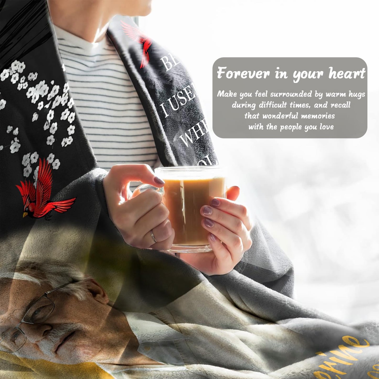 Vsmoedb Custom Memorial Blanket with Pictures, Sympathy Blanket for Loss of Loved One, Memorial Blankets for Loss of Mom Dad, Memory Blankets Memorial Gifts for Loss of Loved One Made in USA