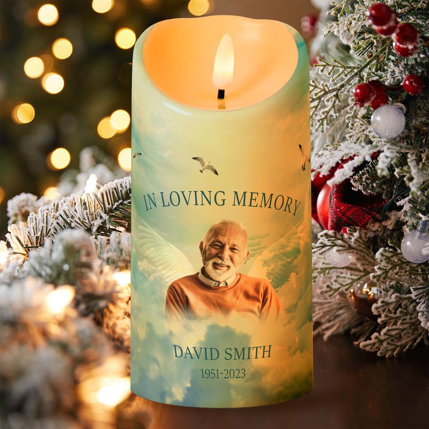 Personalized Photo 3D LED Candles Bereavement Gift Idea Custom Flameless Candles for Loss of Loved One Dad Mom Husband Wife Friend