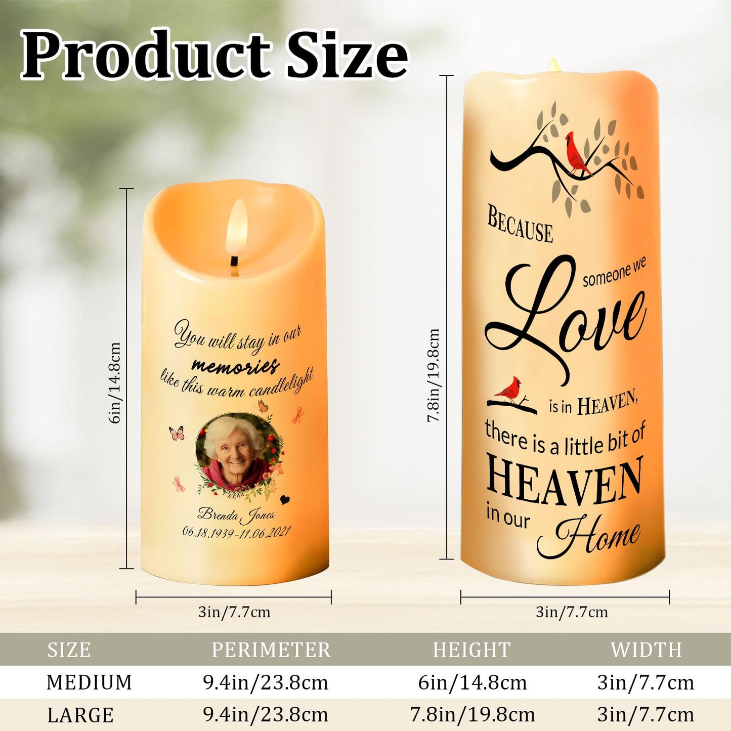 Personalized Photo 3D LED Candles Bereavement Gift Idea Custom Flameless Candles for Loss of Loved One Dad Mom Husband Wife Friend