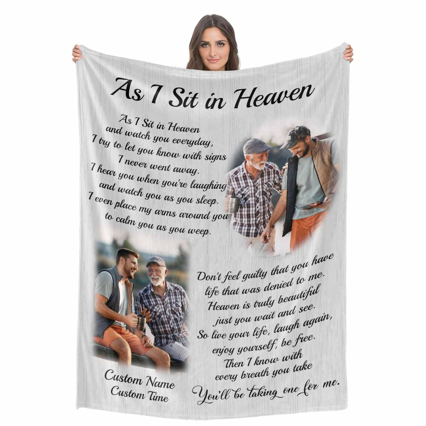 Custom Memorial Blanket with Photos for Loss of Loved One, Loving Memory Personalized Sympathy Blanket for Loss of Dad Mom Husband Wife Friend in Memory of Loved One Gifts, Made in USA