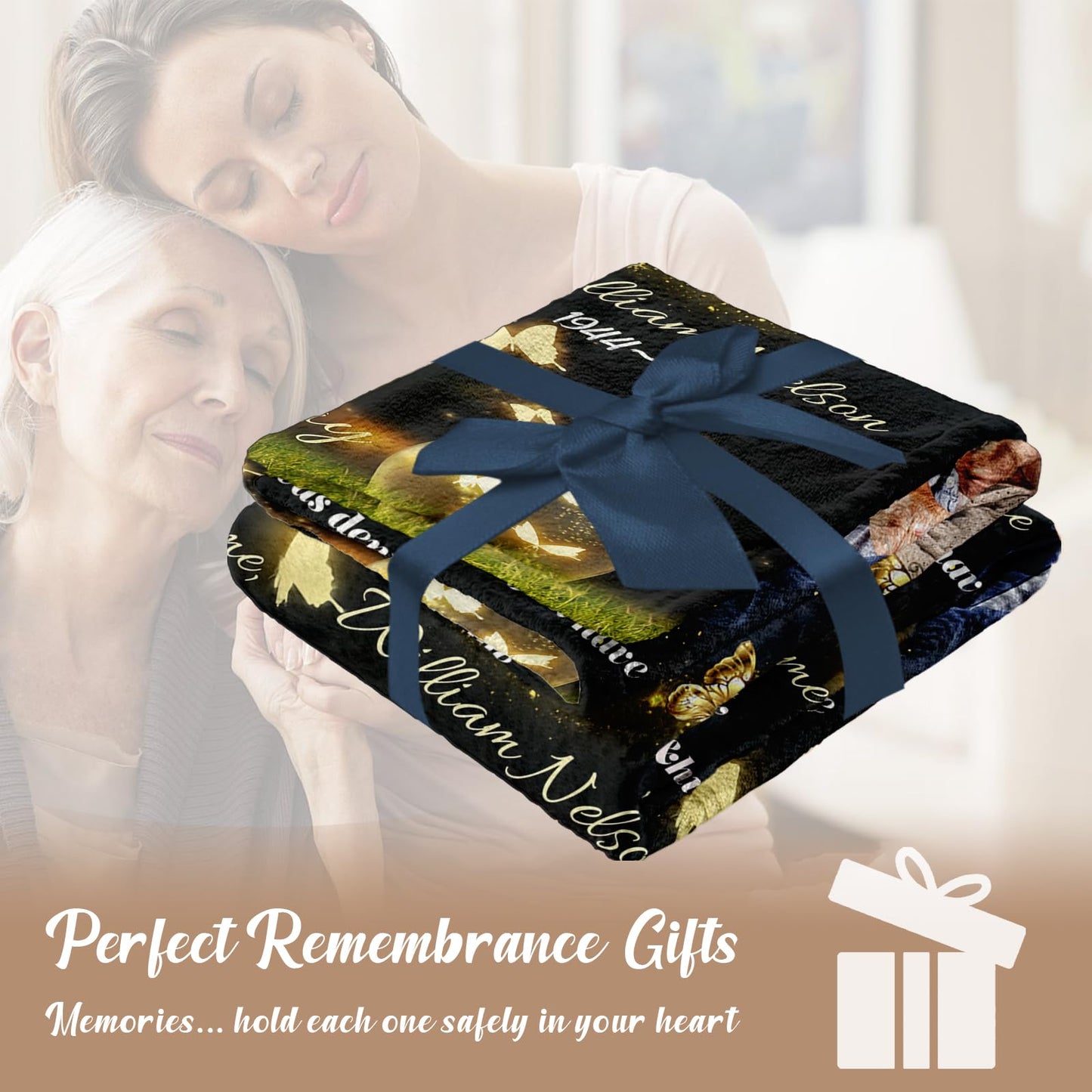Vsmoedb Custom Memorial Blanket with Pictures, Sympathy Blanket for Loss of Loved One, Memorial Blankets for Loss of Mom Dad, Memory Blankets Memorial Gifts for Loss of Loved One Made in USA