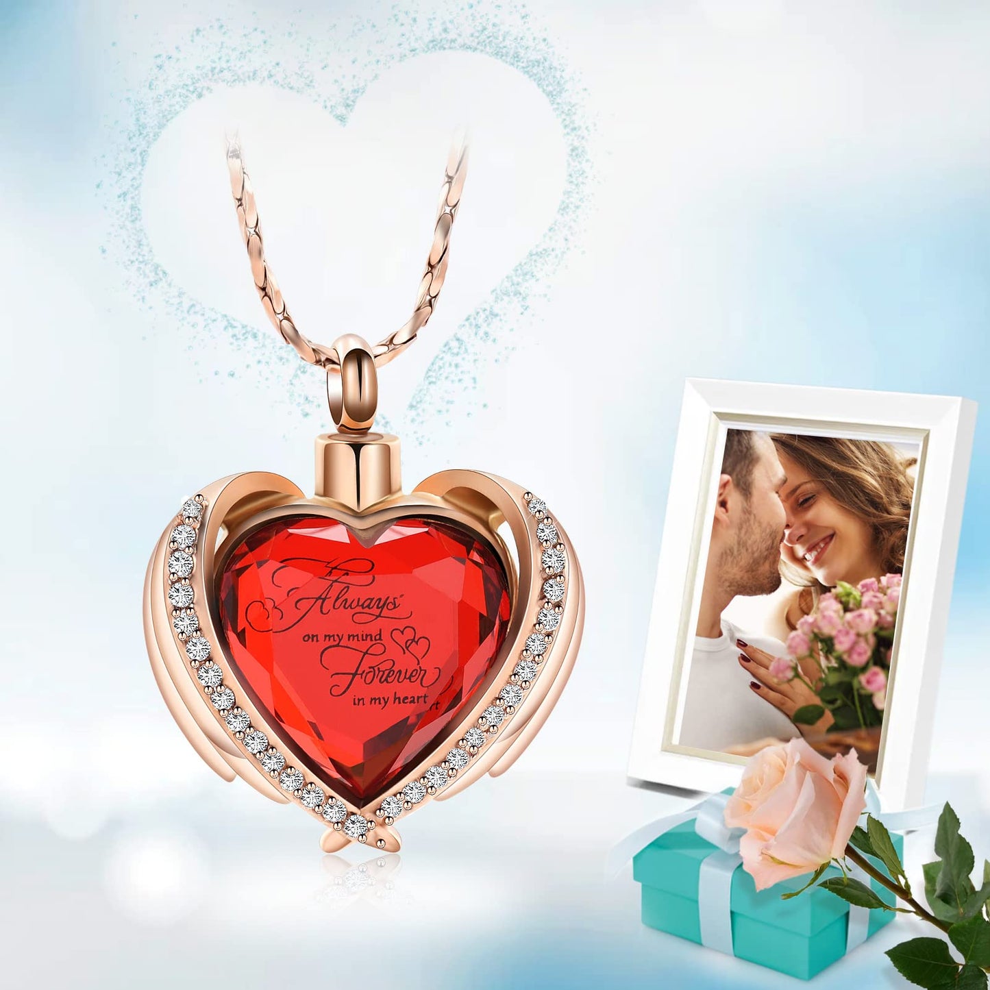Imrsanl Cremation Jewelry for Ashes Pendant - Crystal Heart Urn Necklace with Mini Keepsake Urn Memorial Ash Jewelry