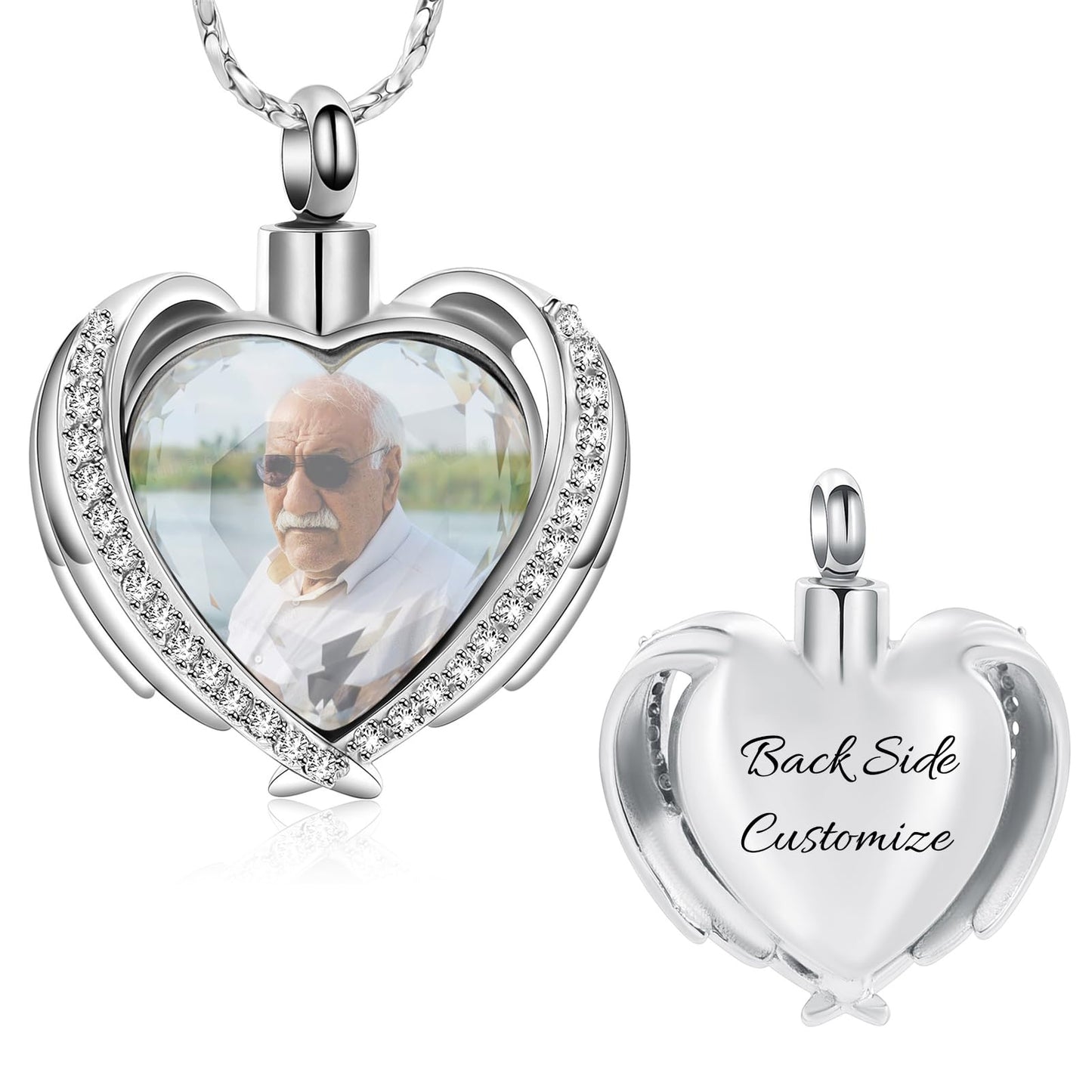 Imrsanl Cremation Jewelry for Ashes Pendant - Crystal Heart Urn Necklace with Mini Keepsake Urn Memorial Ash Jewelry