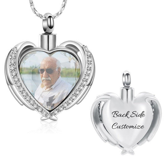 Imrsanl Cremation Jewelry for Ashes Pendant - Crystal Heart Urn Necklace with Mini Keepsake Urn Memorial Ash Jewelry