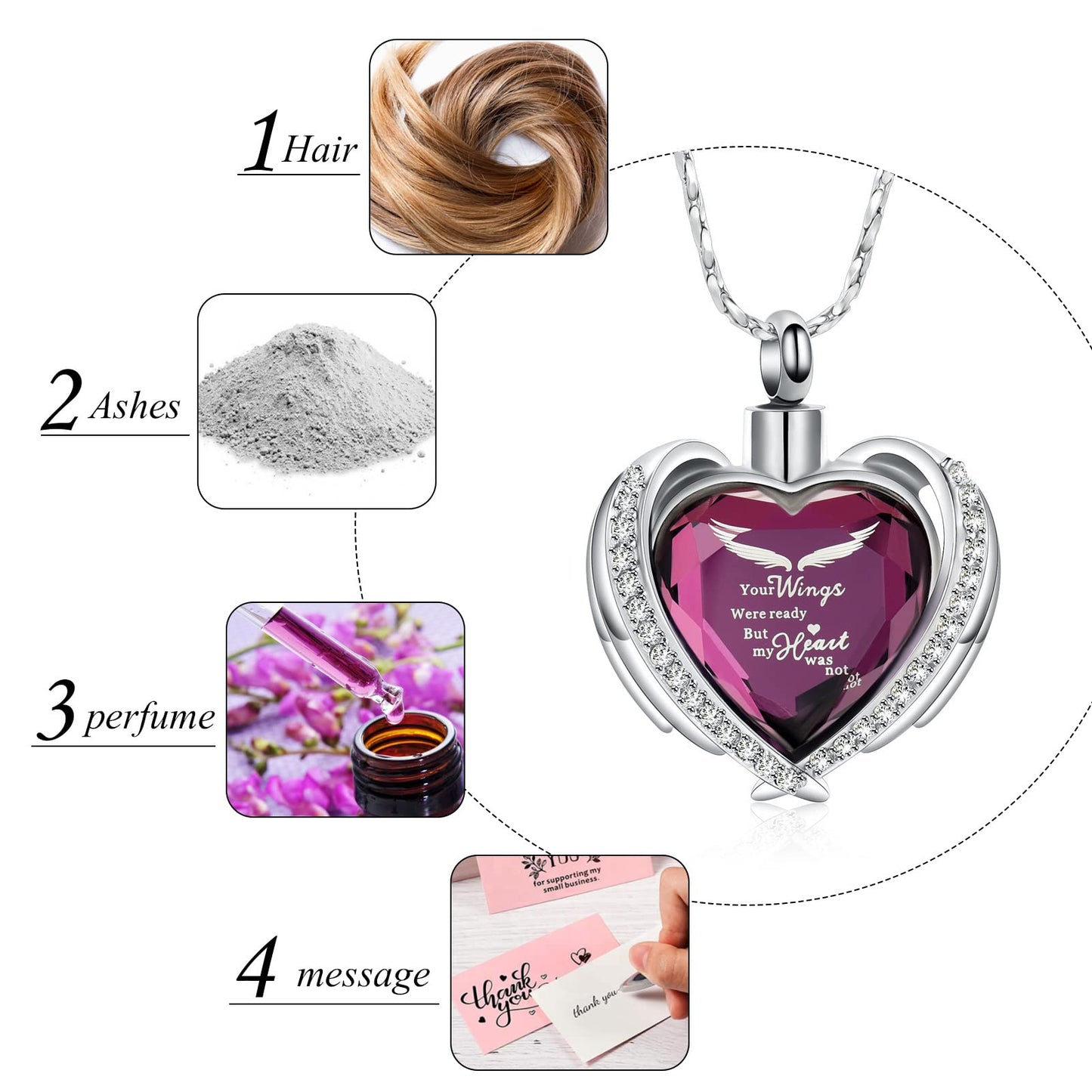 Imrsanl Cremation Jewelry for Ashes Pendant - Crystal Heart Urn Necklace with Mini Keepsake Urn Memorial Ash Jewelry