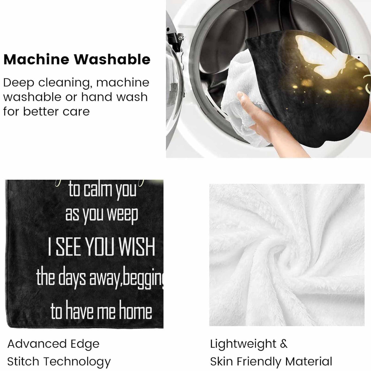 Custom Memorial Blanket with Photos for Loss of Loved One, Loving Memory Personalized Sympathy Blanket for Loss of Dad Mom Husband Wife Friend in Memory of Loved One Gifts, Made in USA