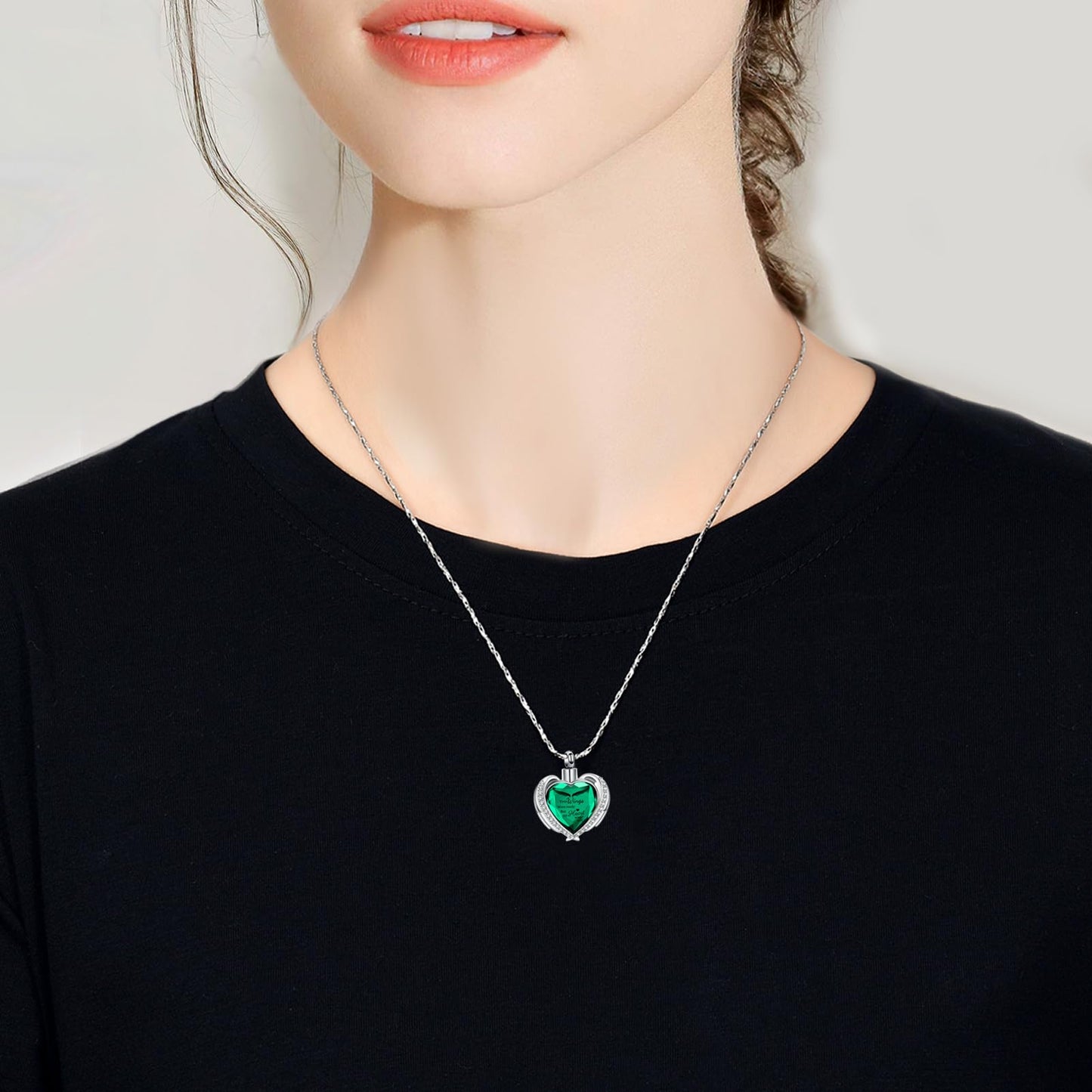 Imrsanl Cremation Jewelry for Ashes Pendant - Crystal Heart Urn Necklace with Mini Keepsake Urn Memorial Ash Jewelry
