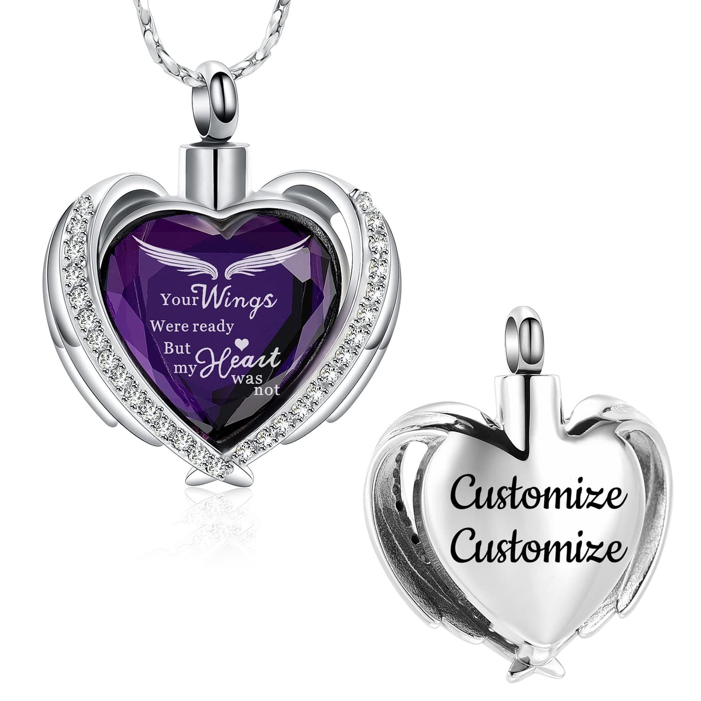 Imrsanl Cremation Jewelry for Ashes Pendant - Crystal Heart Urn Necklace with Mini Keepsake Urn Memorial Ash Jewelry