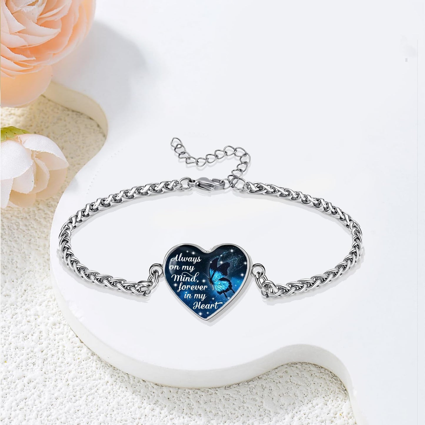 Cremation Jewelry Heart Urn Bracelet for Ashes for Women Memorial Pendant Human Ashes Keepsake Link Bracelet