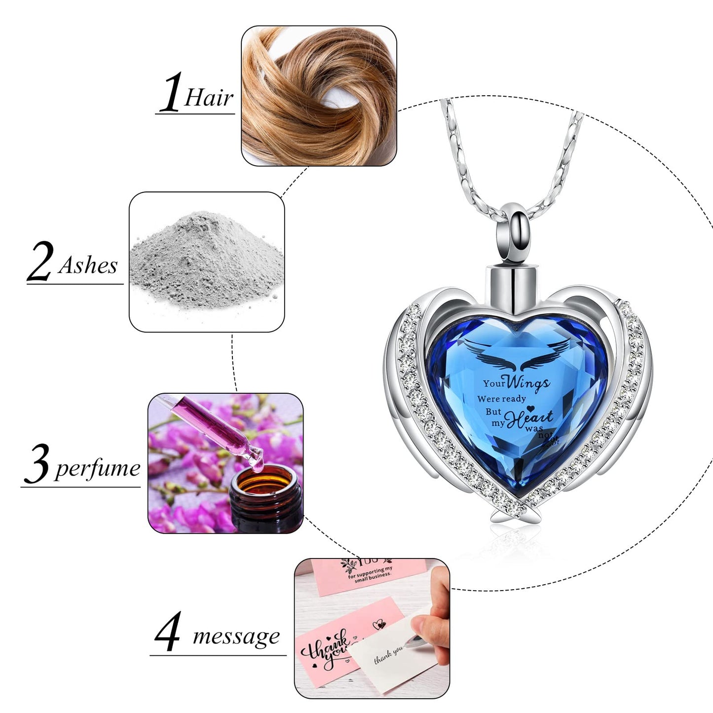 Imrsanl Cremation Jewelry for Ashes Pendant - Crystal Heart Urn Necklace with Mini Keepsake Urn Memorial Ash Jewelry