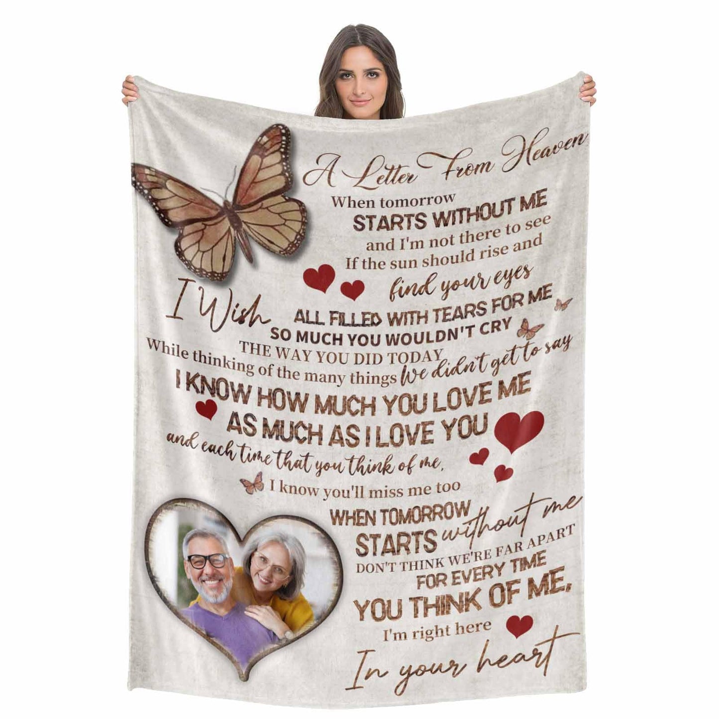 Custom Memorial Blanket with Photos for Loss of Loved One, Loving Memory Personalized Sympathy Blanket for Loss of Dad Mom Husband Wife Friend in Memory of Loved One Gifts, Made in USA