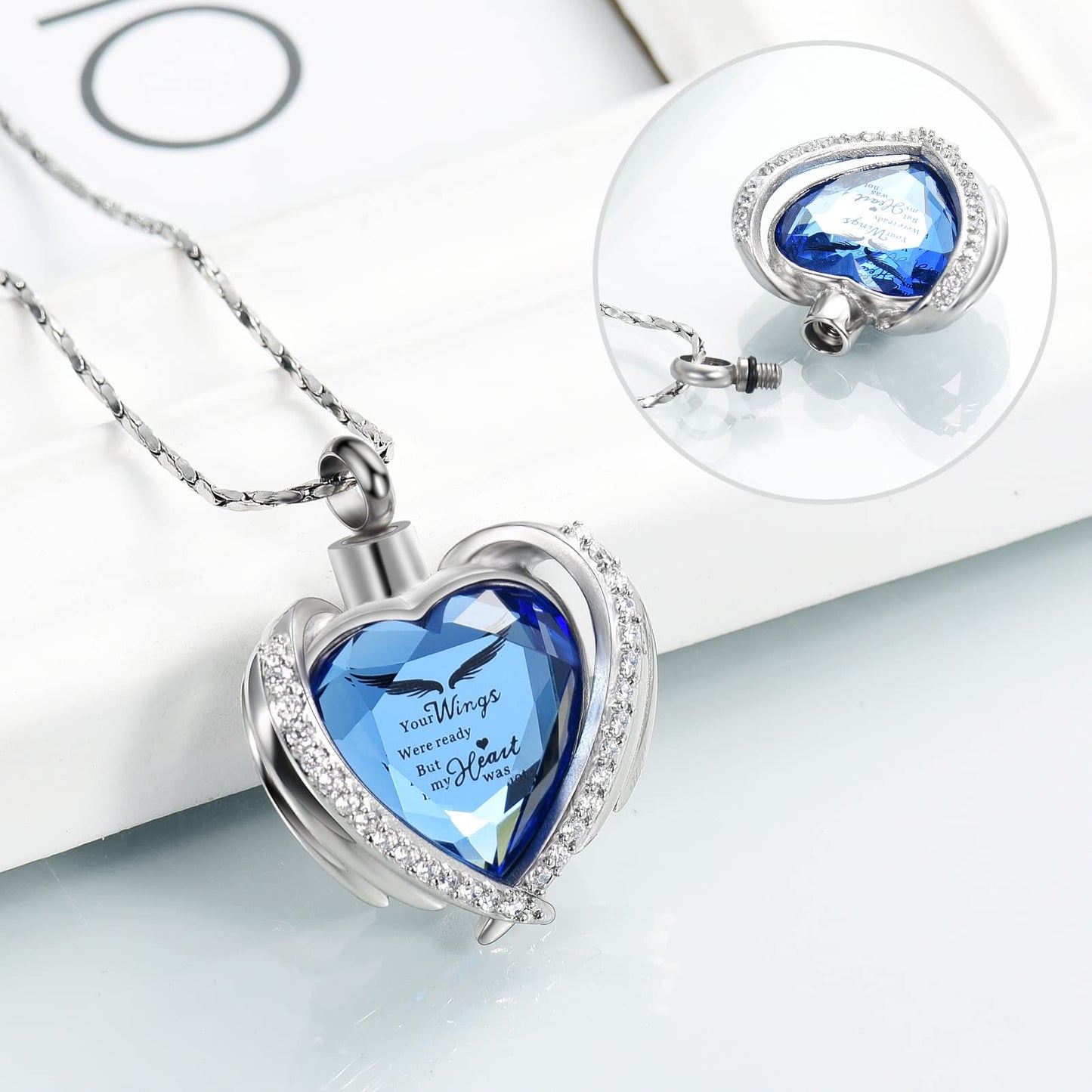Imrsanl Cremation Jewelry for Ashes Pendant - Crystal Heart Urn Necklace with Mini Keepsake Urn Memorial Ash Jewelry