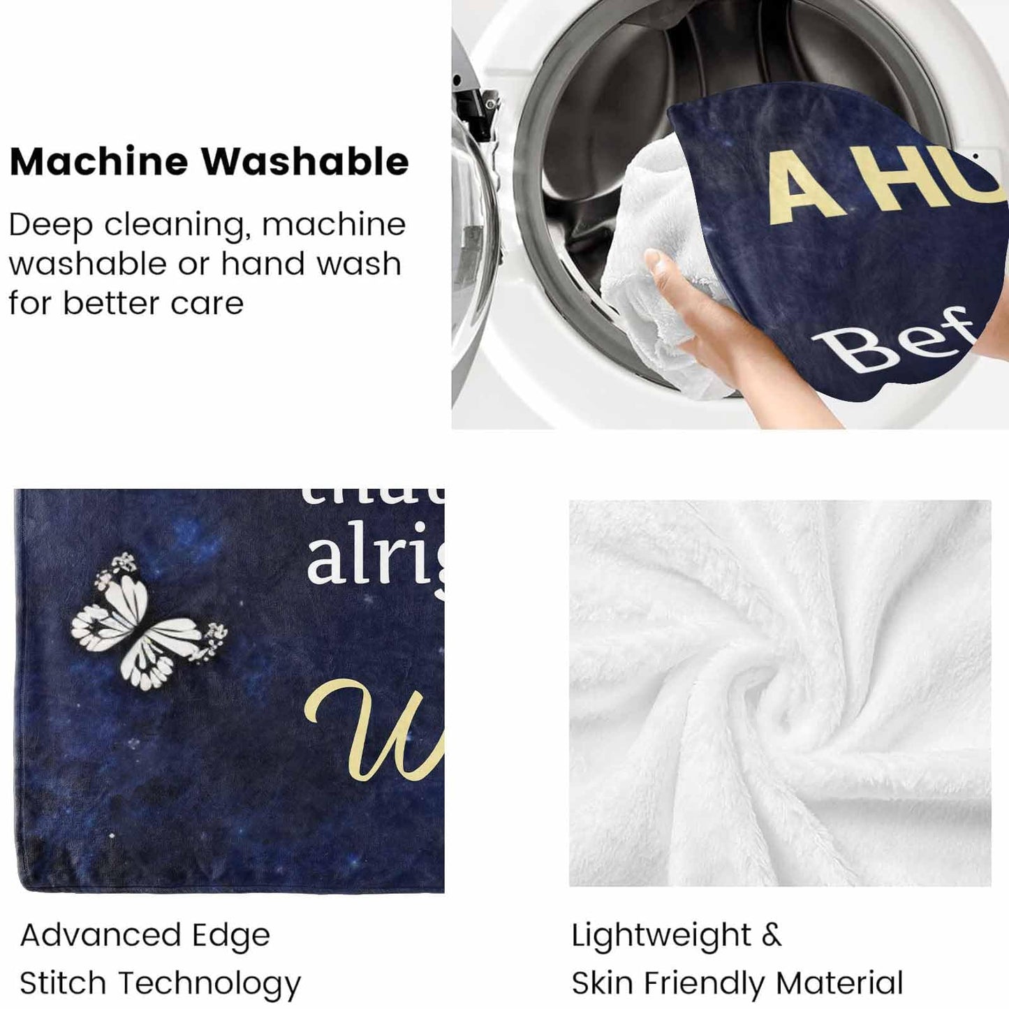 Custom Memorial Blanket with Photos for Loss of Loved One, Loving Memory Personalized Sympathy Blanket for Loss of Dad Mom Husband Wife Friend in Memory of Loved One Gifts, Made in USA