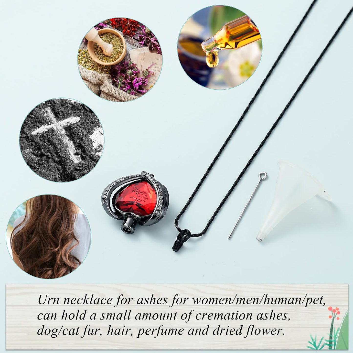 Imrsanl Cremation Jewelry for Ashes Pendant - Crystal Heart Urn Necklace with Mini Keepsake Urn Memorial Ash Jewelry