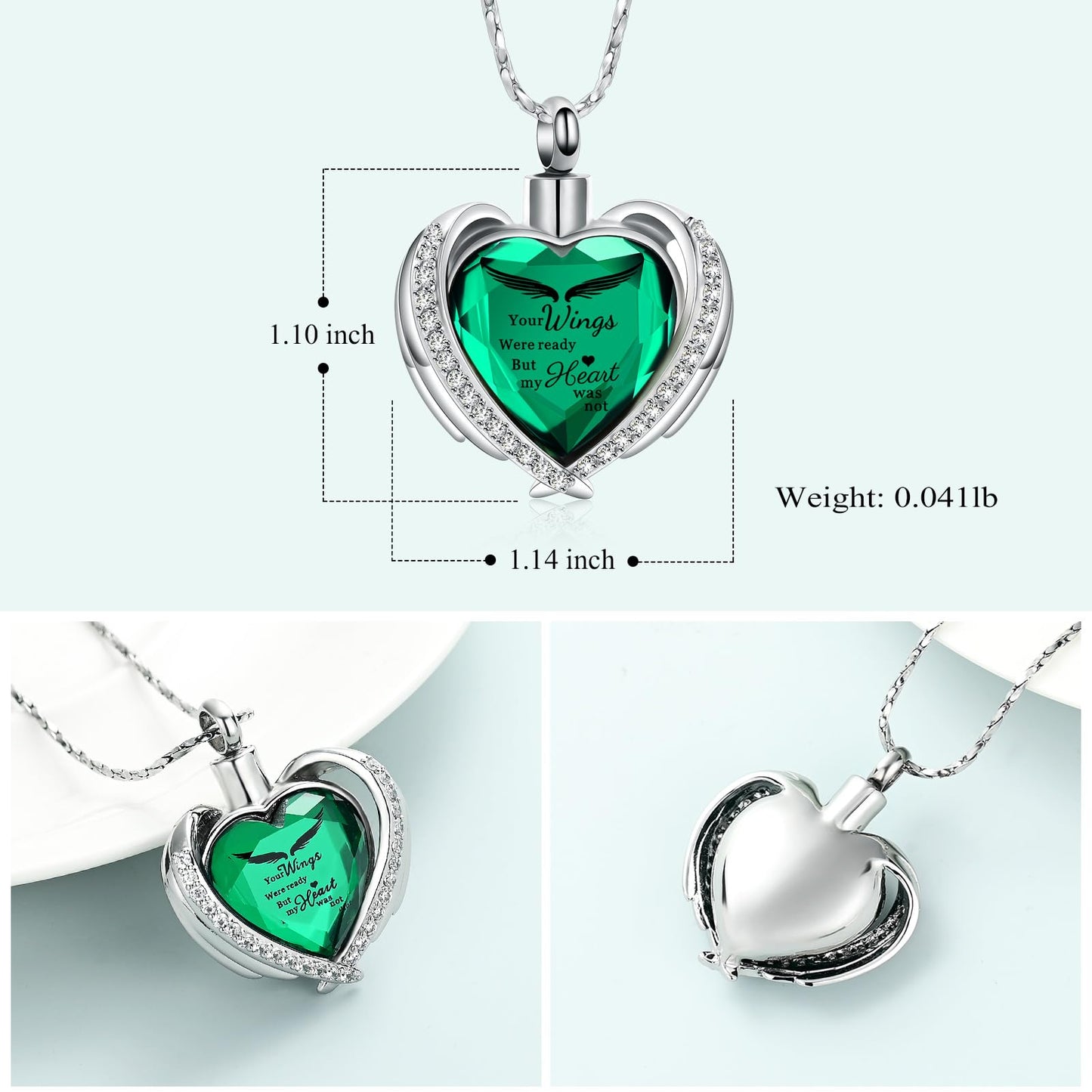 Imrsanl Cremation Jewelry for Ashes Pendant - Crystal Heart Urn Necklace with Mini Keepsake Urn Memorial Ash Jewelry
