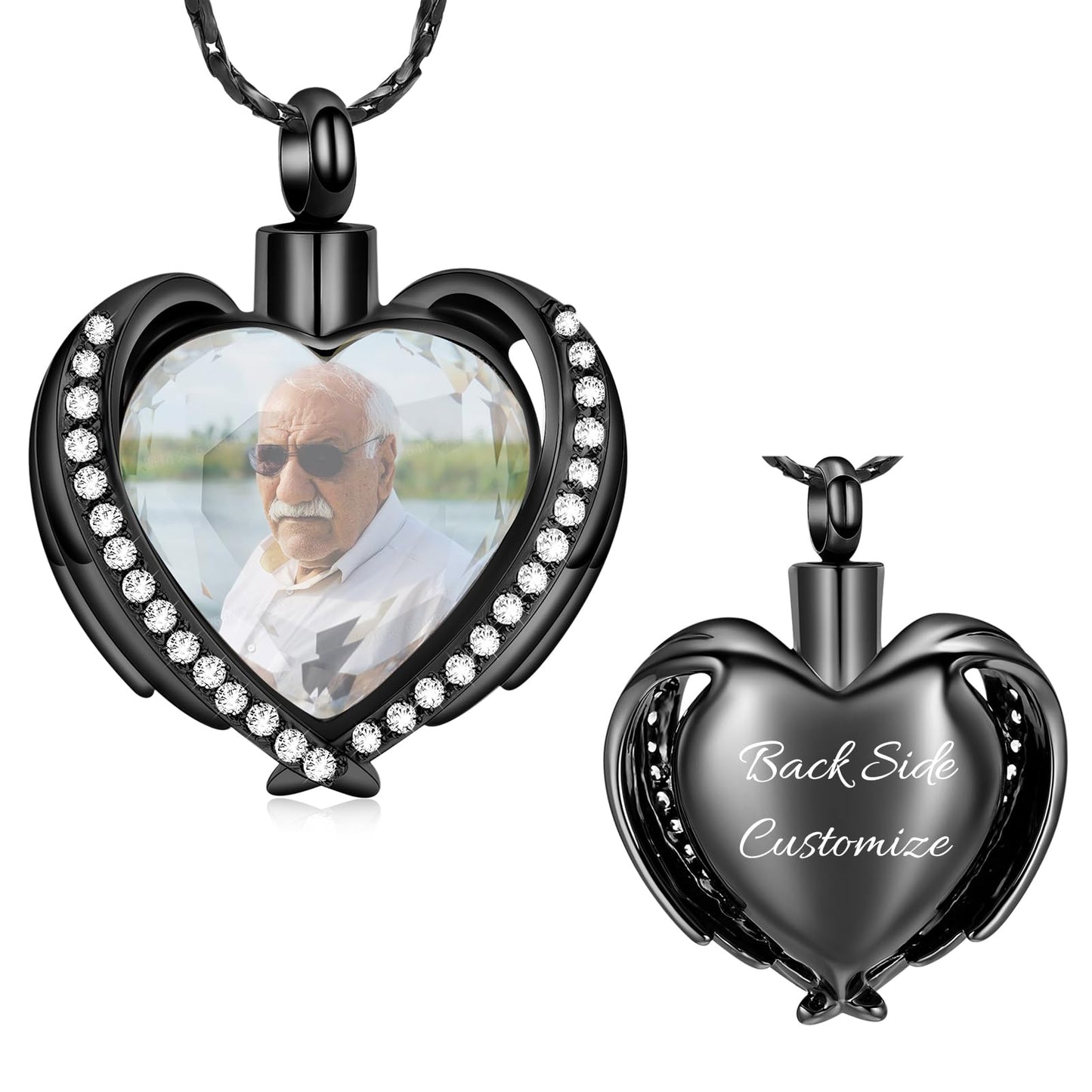 Imrsanl Cremation Jewelry for Ashes Pendant - Crystal Heart Urn Necklace with Mini Keepsake Urn Memorial Ash Jewelry